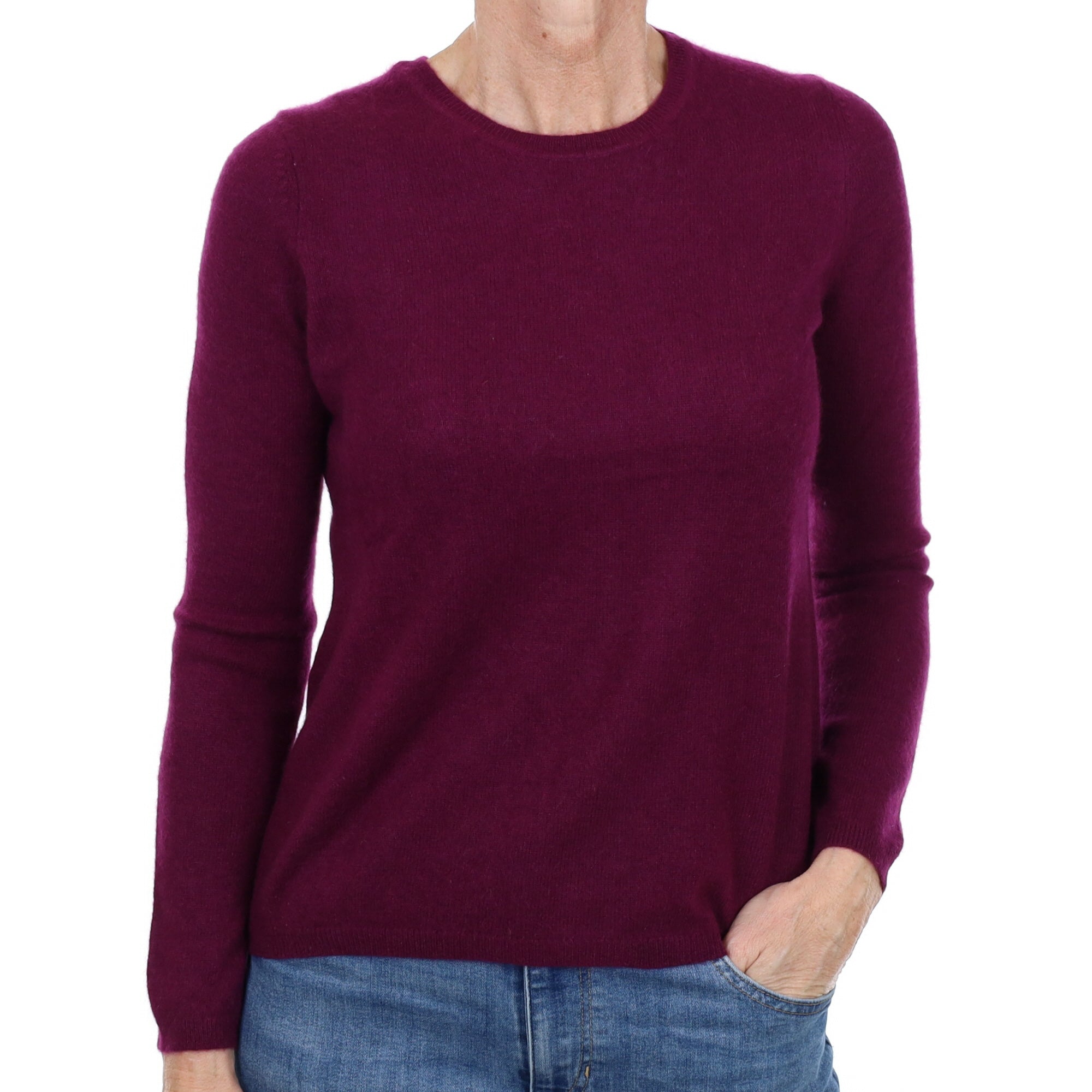 Mulberry Purple Cashmere Crew Neck Jumper Small
