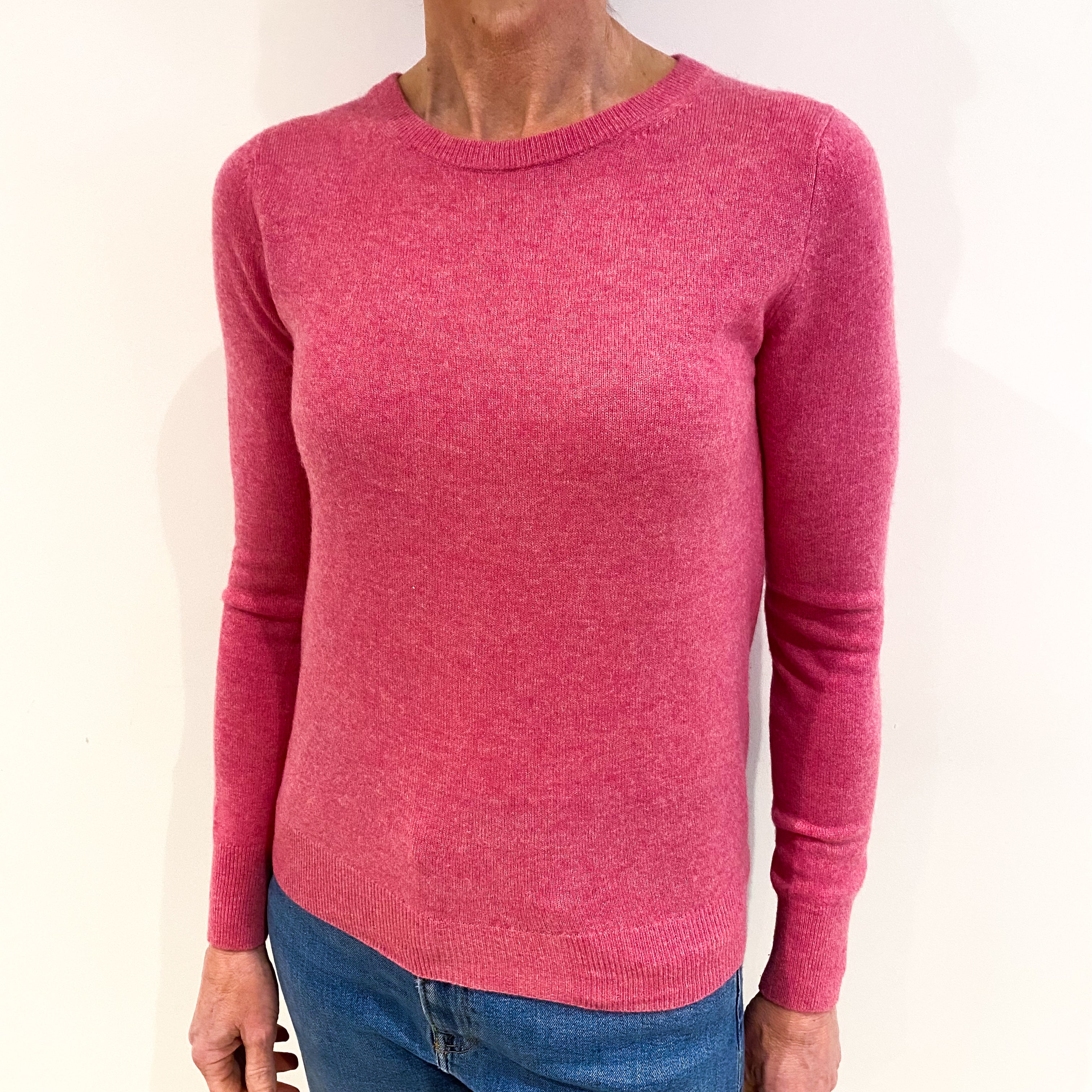 Lupin Pink Cashmere Crew Neck Jumper Small