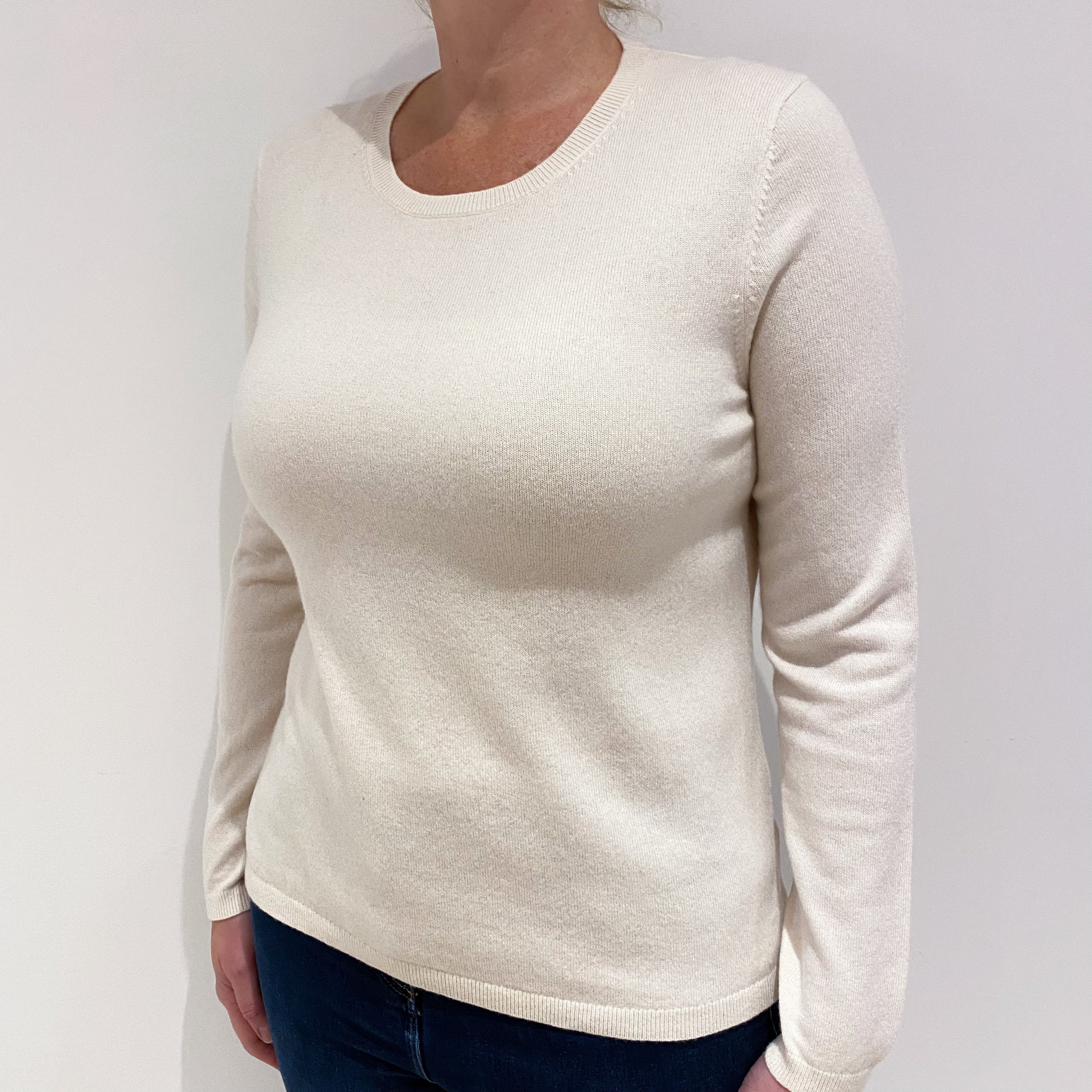 Vanilla Cream Cashmere Crew Neck Jumper Large
