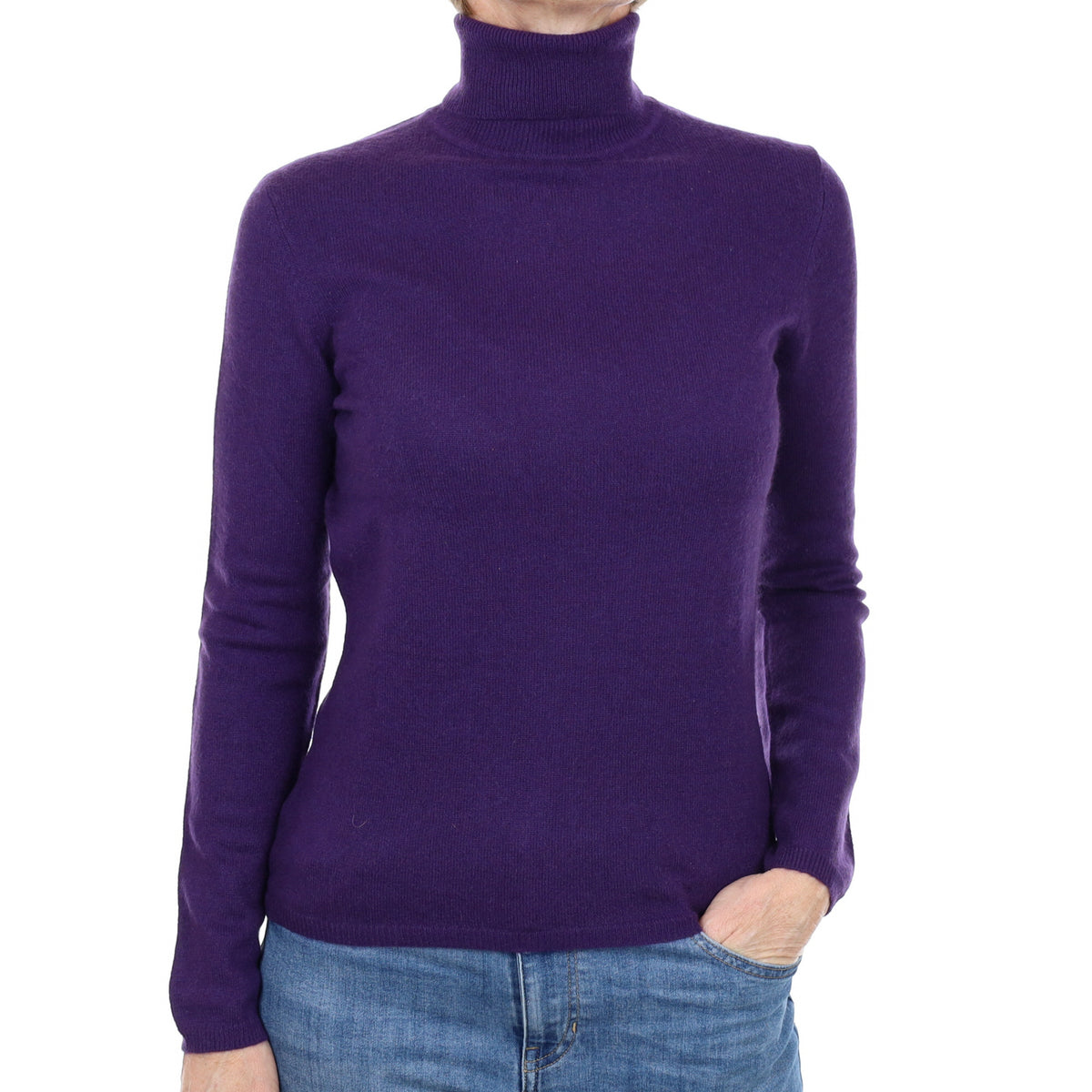 Iris Purple Cashmere Polo Neck Jumper Small