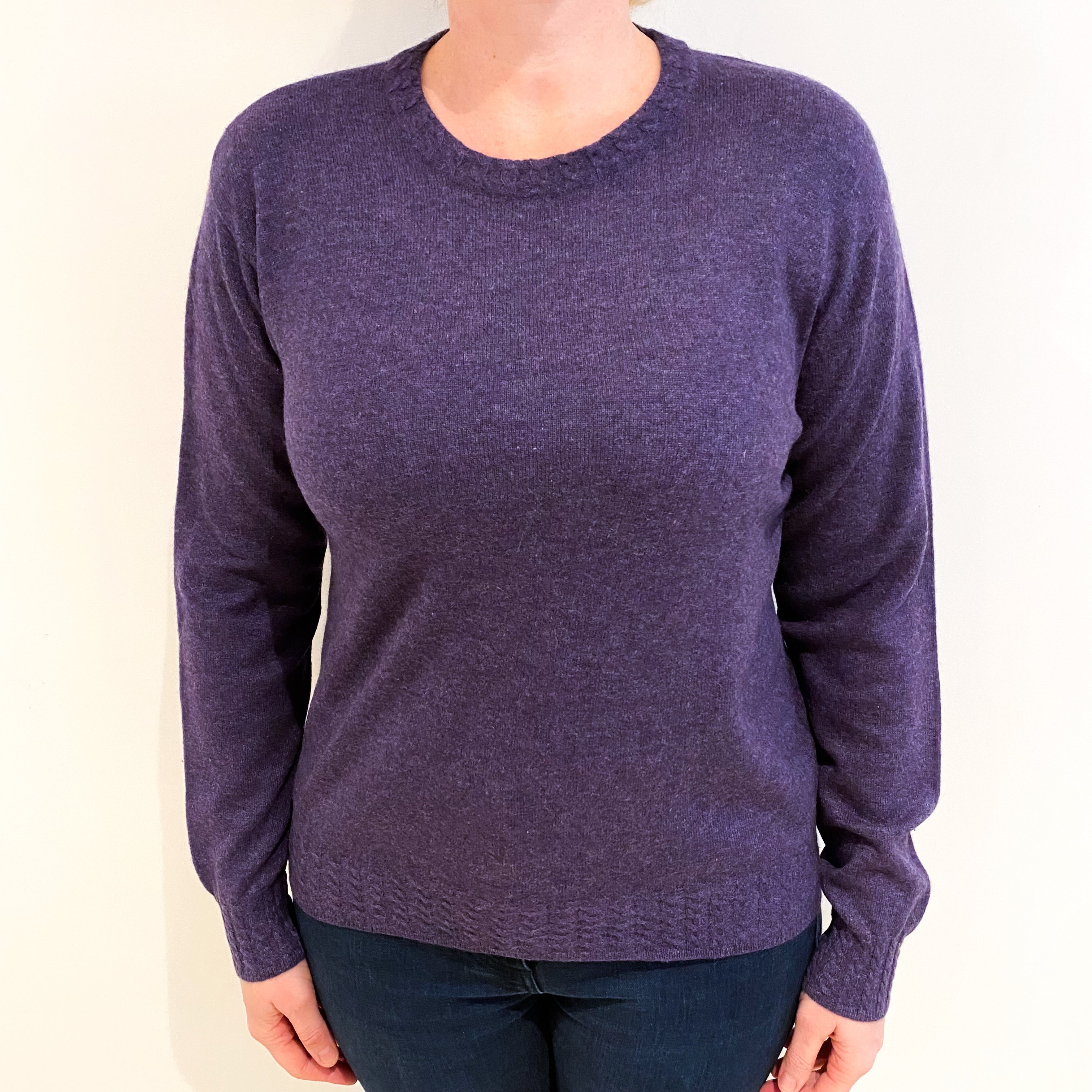 Grape Purple Cashmere Crew Neck Jumper Large