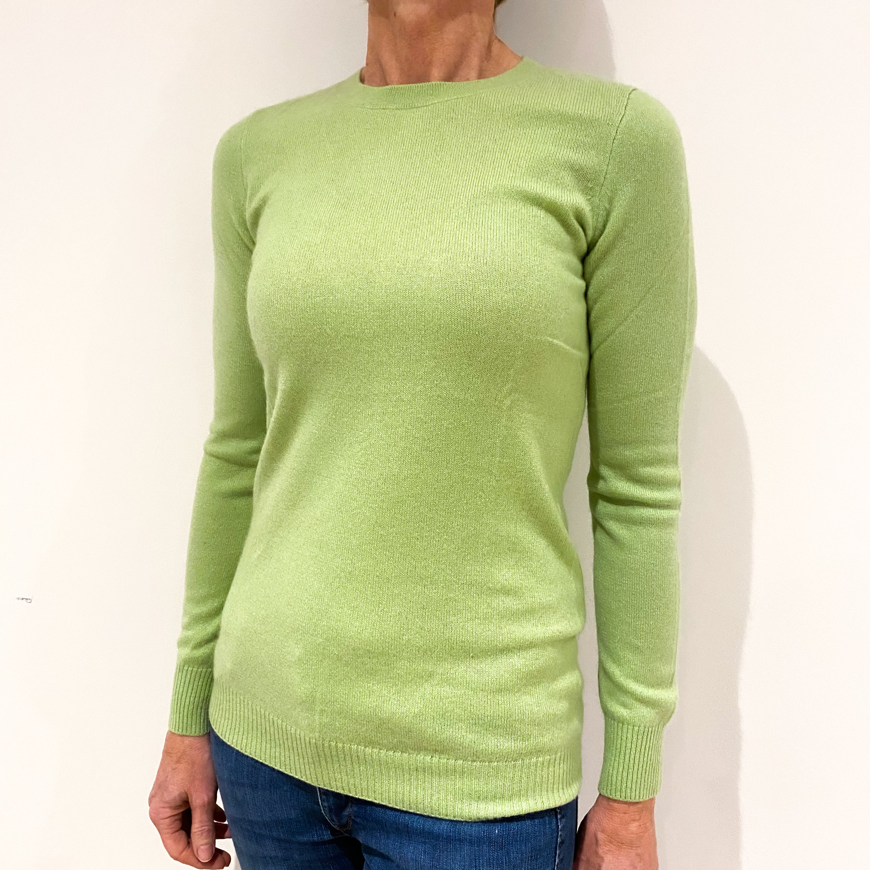 Soft Lime Cashmere Crew Neck Jumper Small