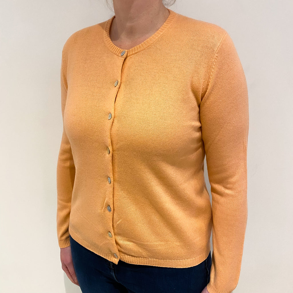 Peach Cashmere Crew Neck Cardigan Large