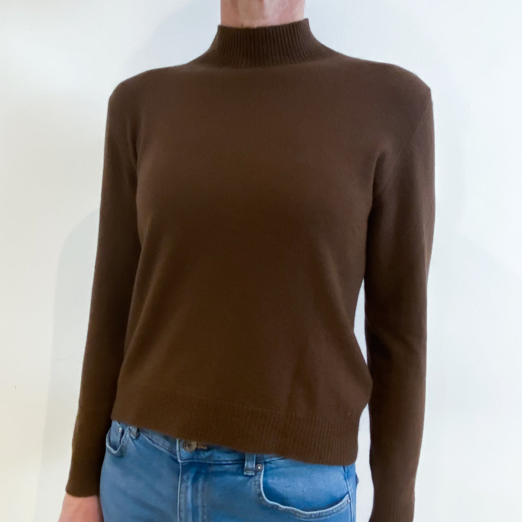 Milk Chocolate Brown Cashmere Turtle Neck Jumper Small