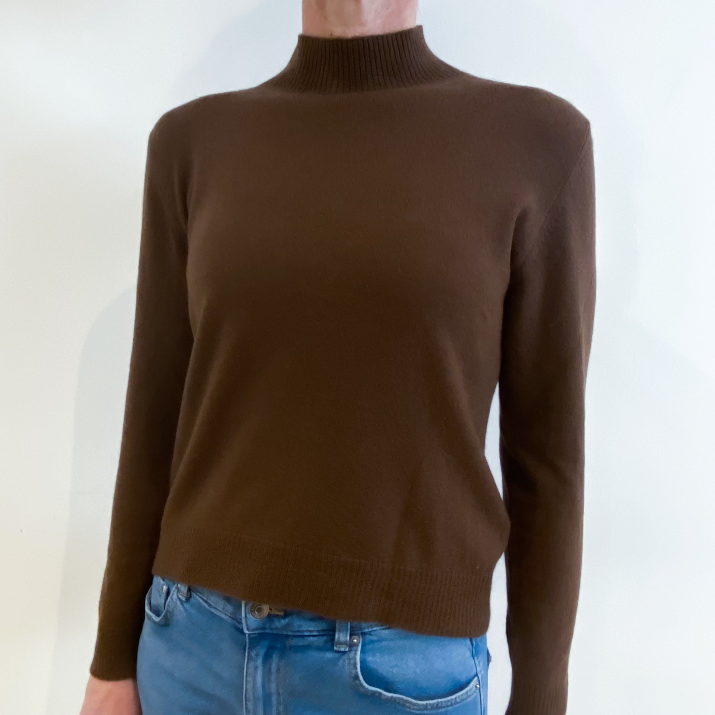 Milk Chocolate Brown Cashmere Turtle Neck Jumper Small