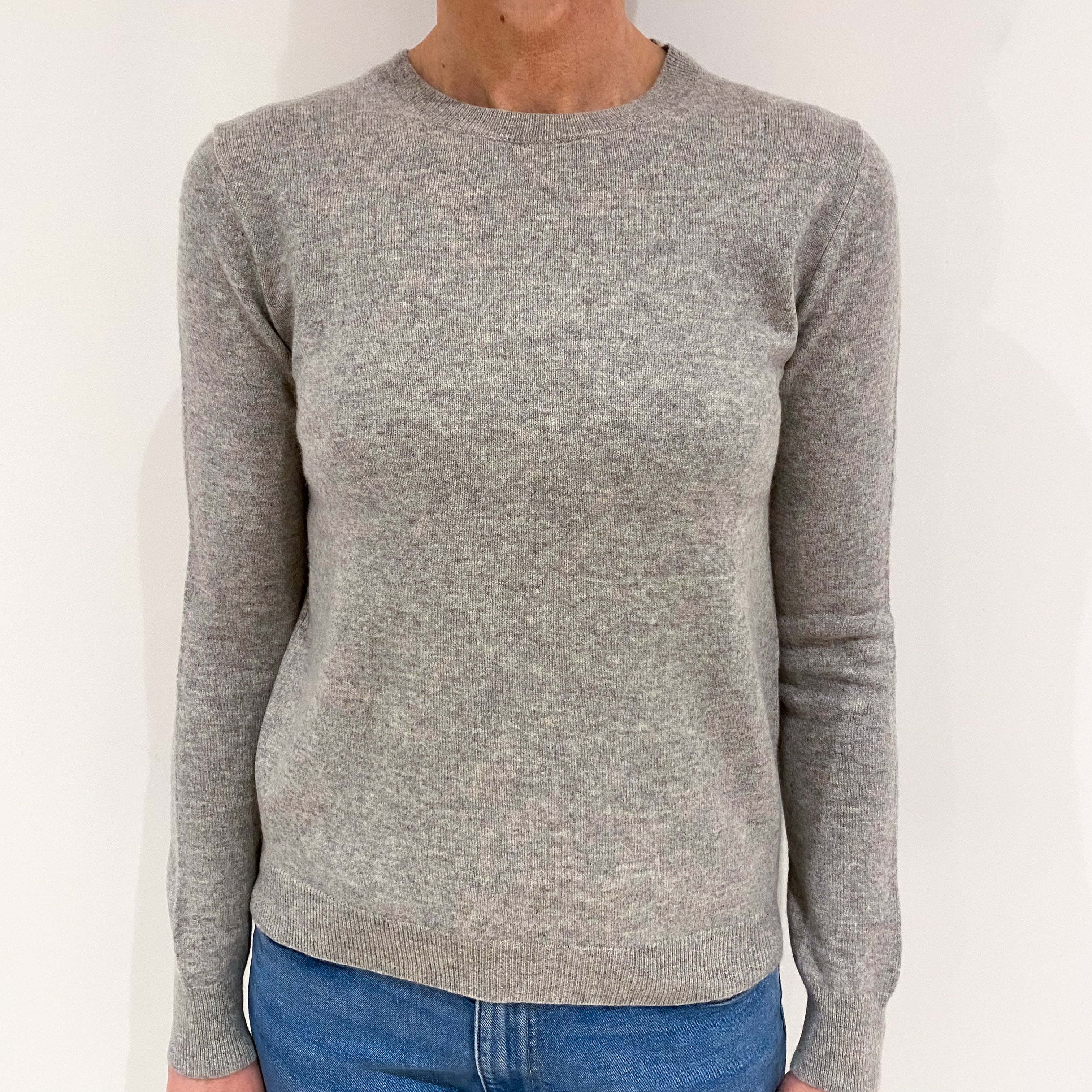 Smoke Grey Cashmere Crew Neck Jumper Small