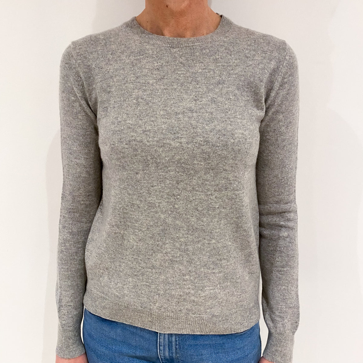 Smoke Grey Cashmere Crew Neck Jumper Small