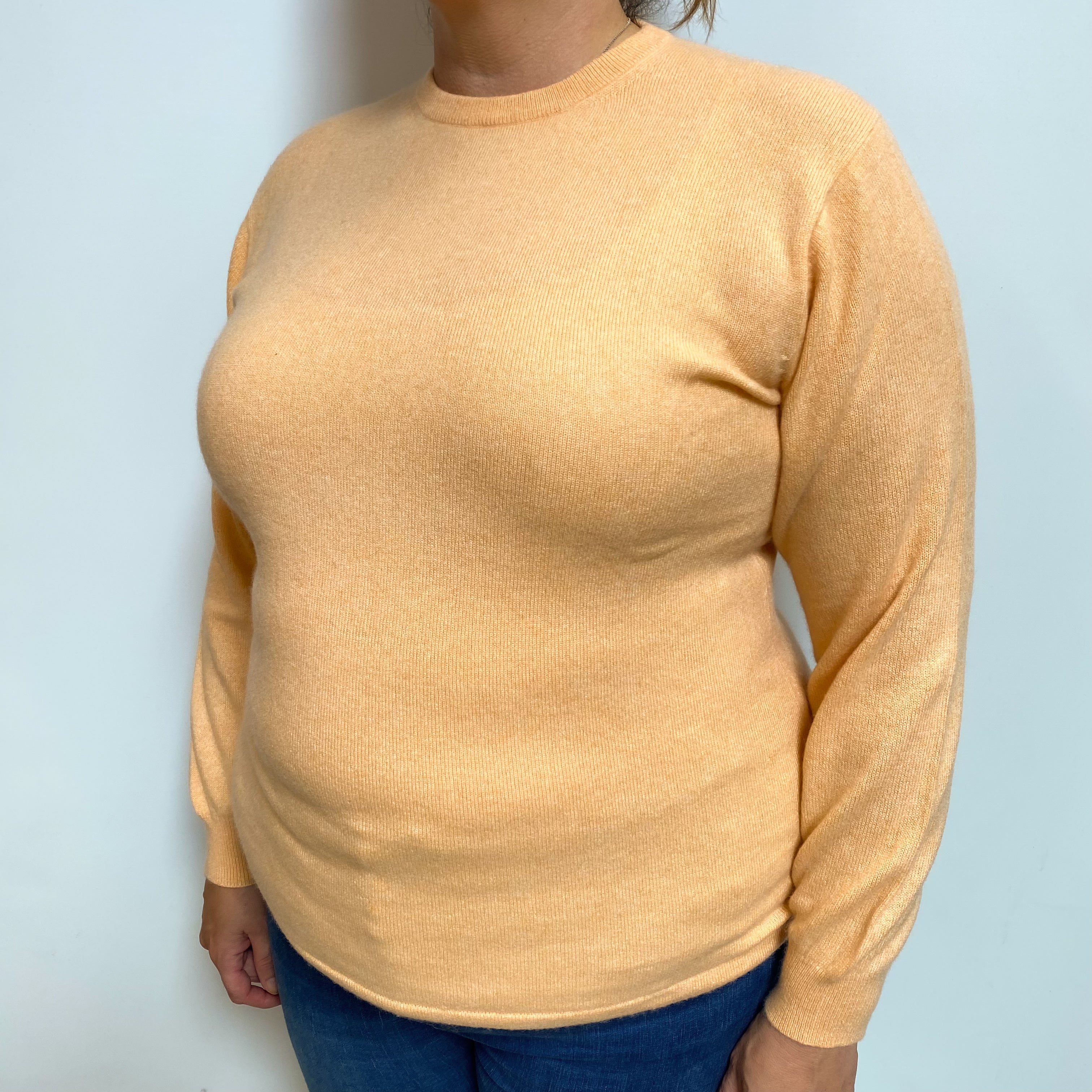 Peach Pink Cashmere Crew Neck Jumper Extra Large