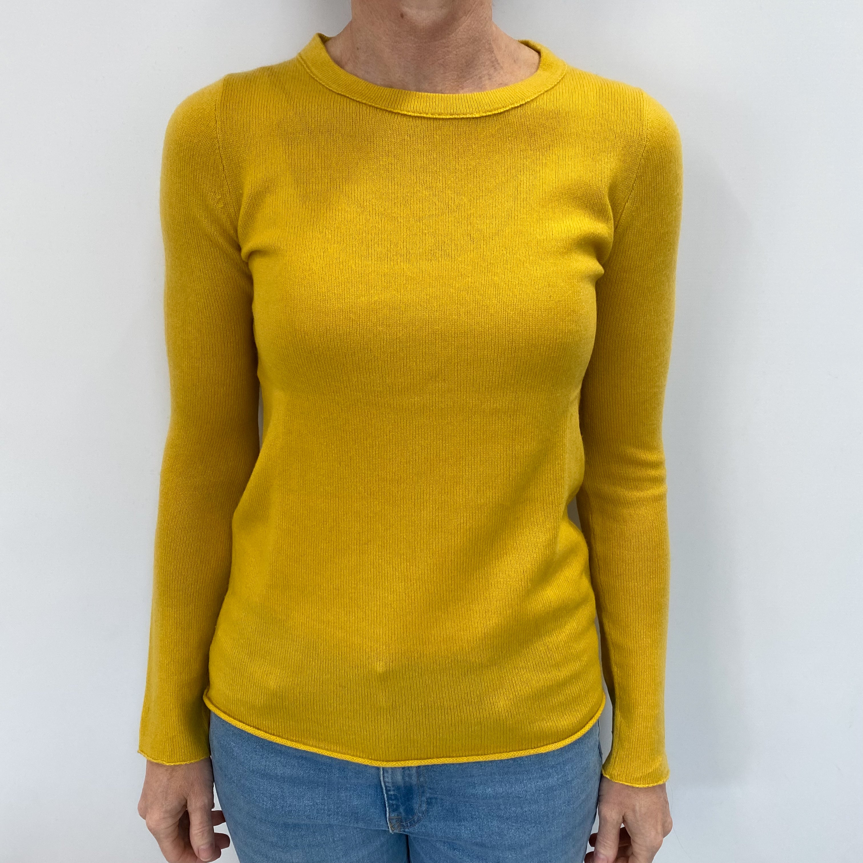 Mustard Yellow Cashmere Crew Neck Jumper Small