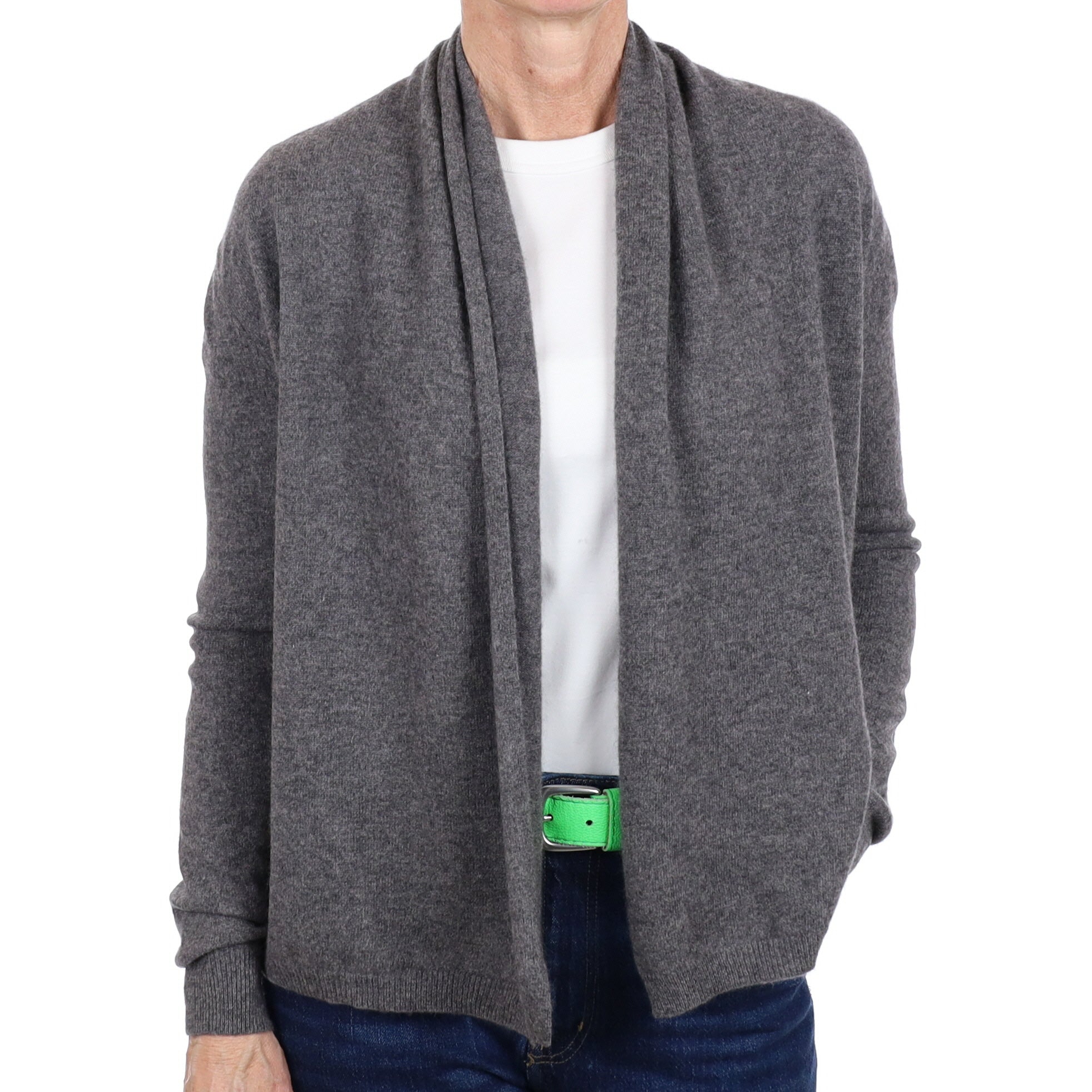 Slate Grey Cashmere Edge To Edge Cardigan Small