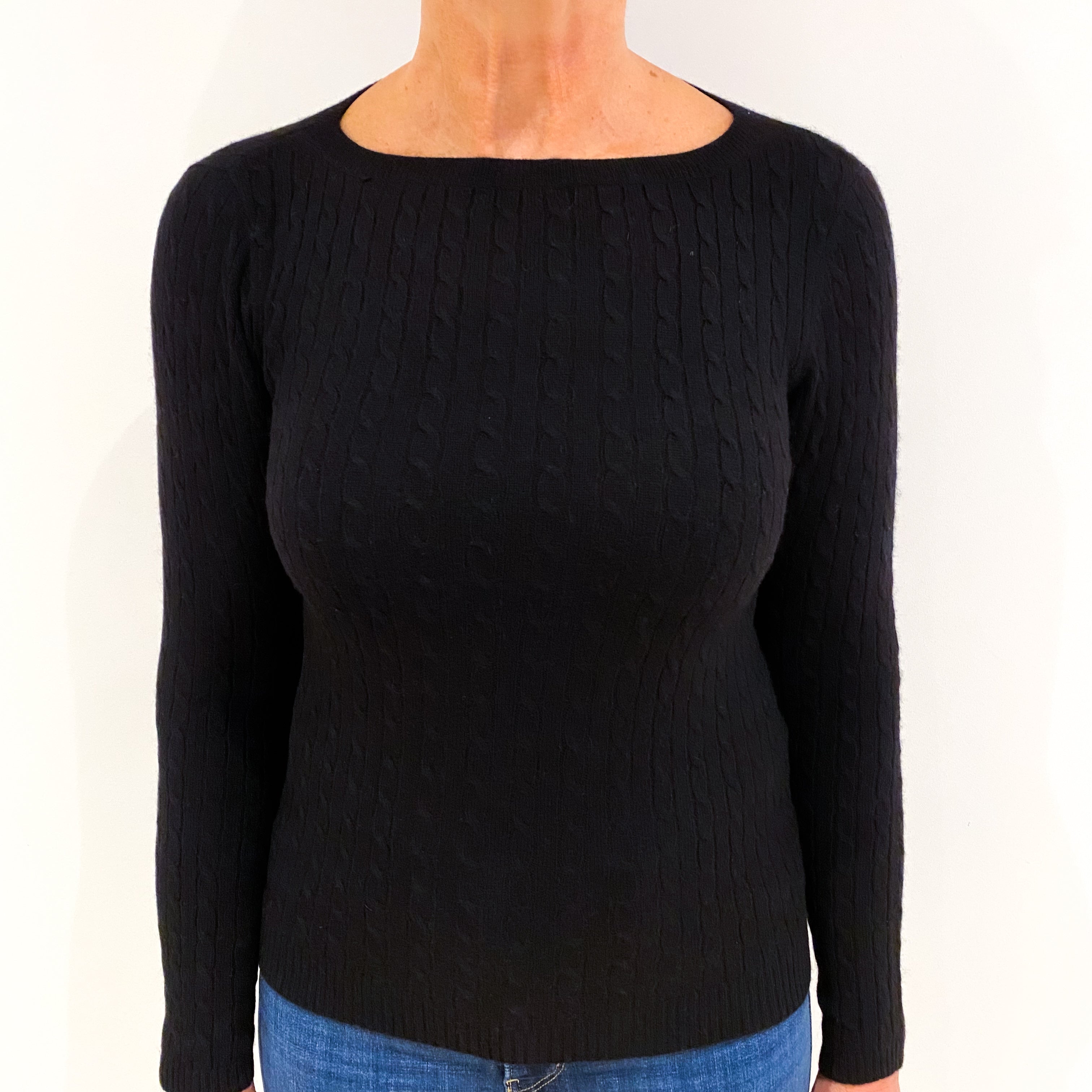Black Cashmere Crew Neck Jumper Medium
