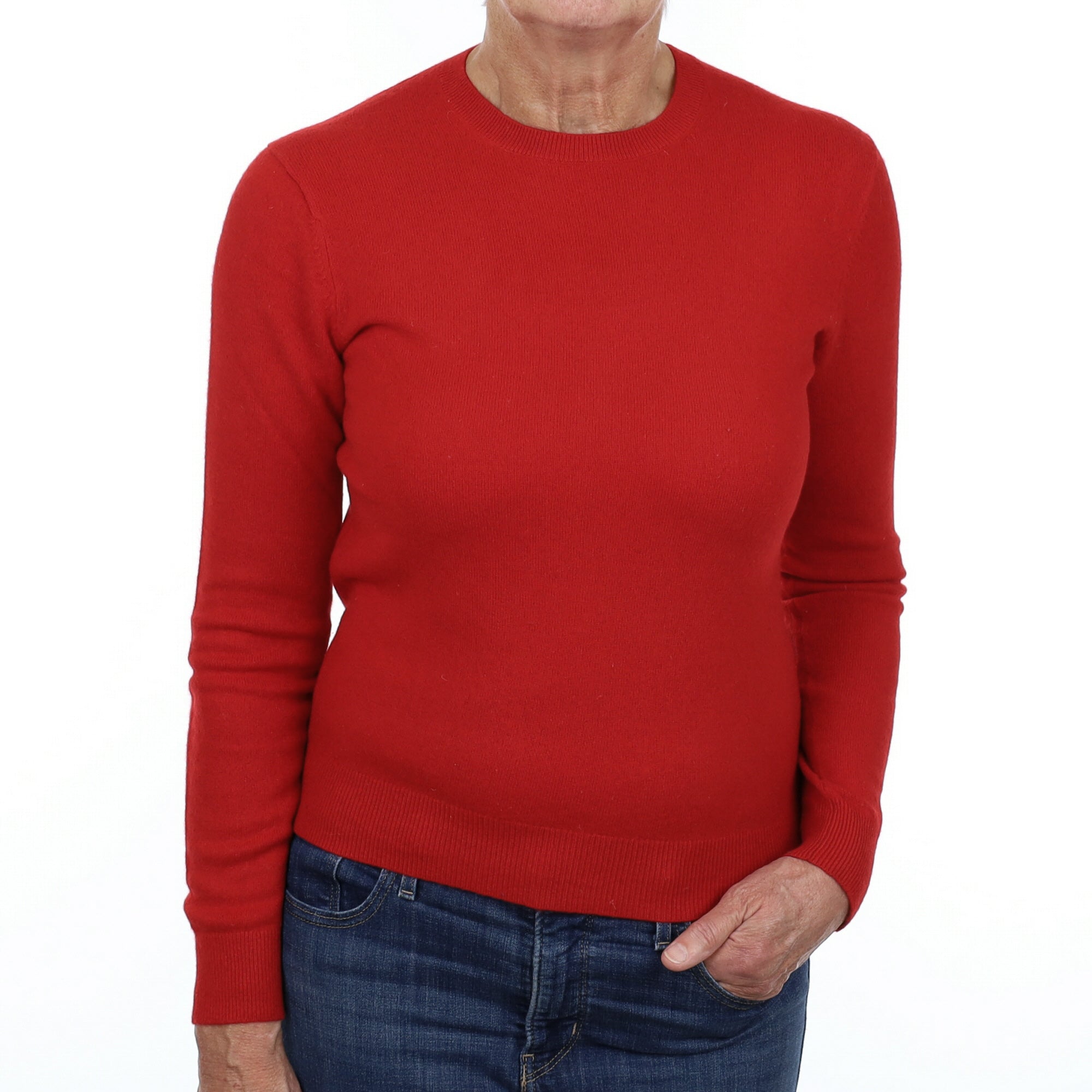 Tomato Red Cashmere Crew Neck Jumper Medium