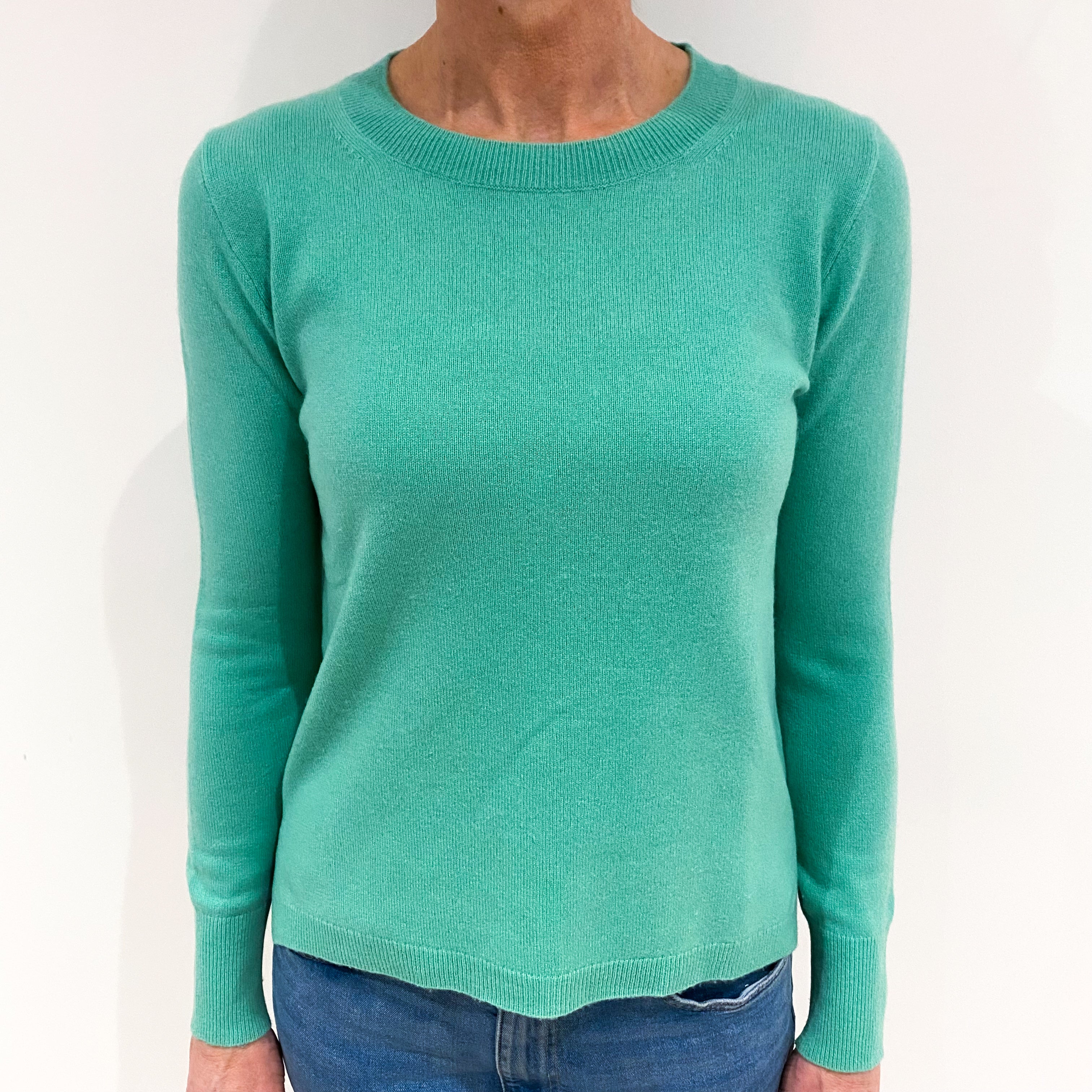 Sea Foam Green Cashmere Crew Neck Jumper Small