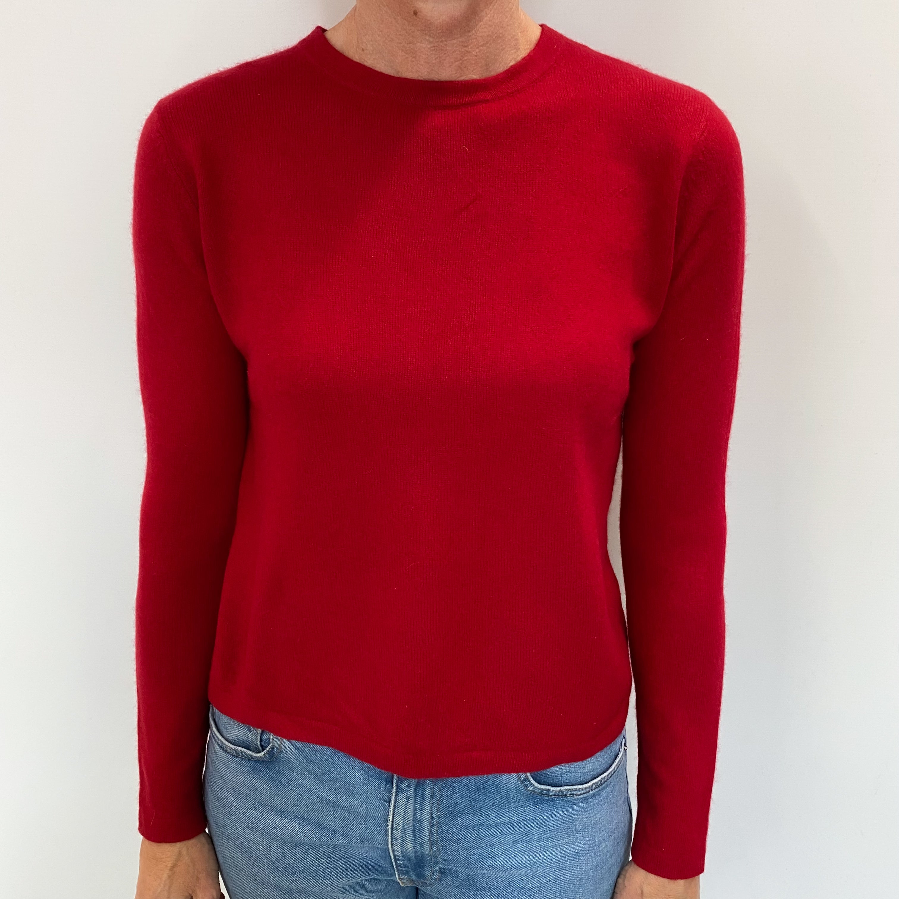 Berry Red Cashmere Crew Neck Jumper Small