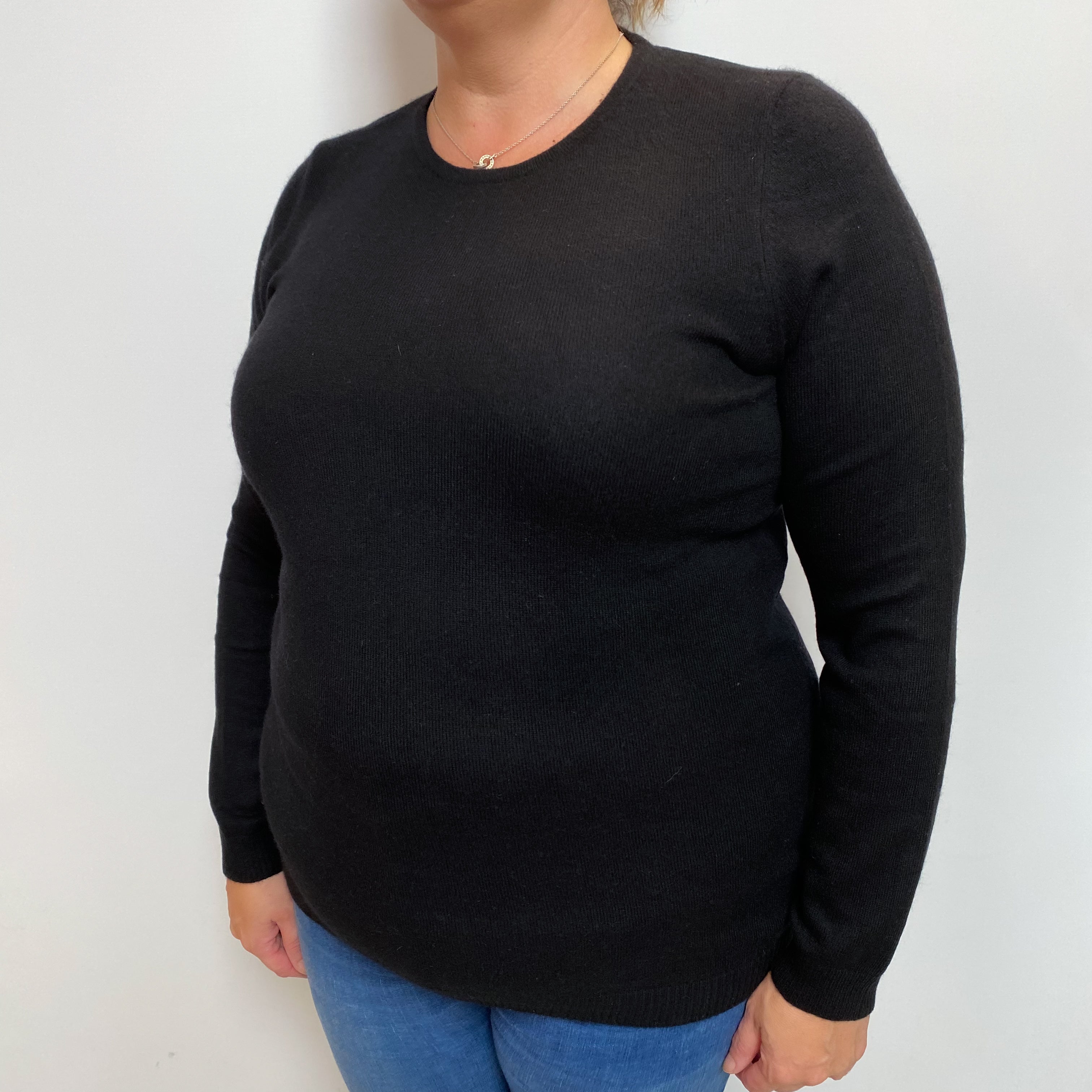 Black Cashmere Crew Neck Jumper Extra Large