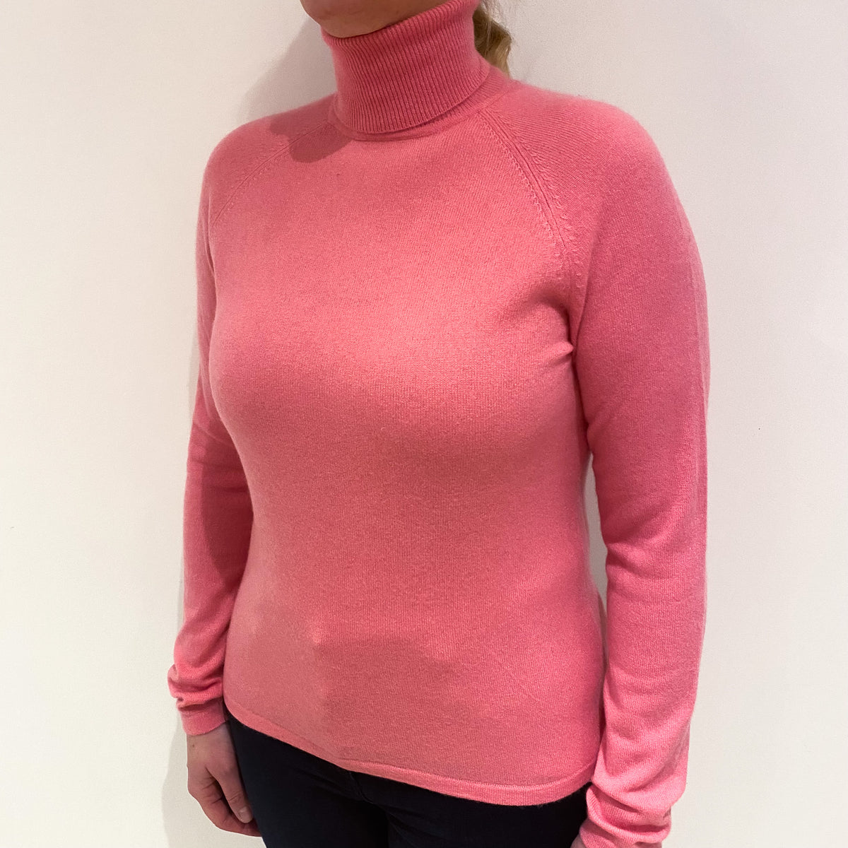 Lupin Pink Cashmere Polo Neck Jumper Large