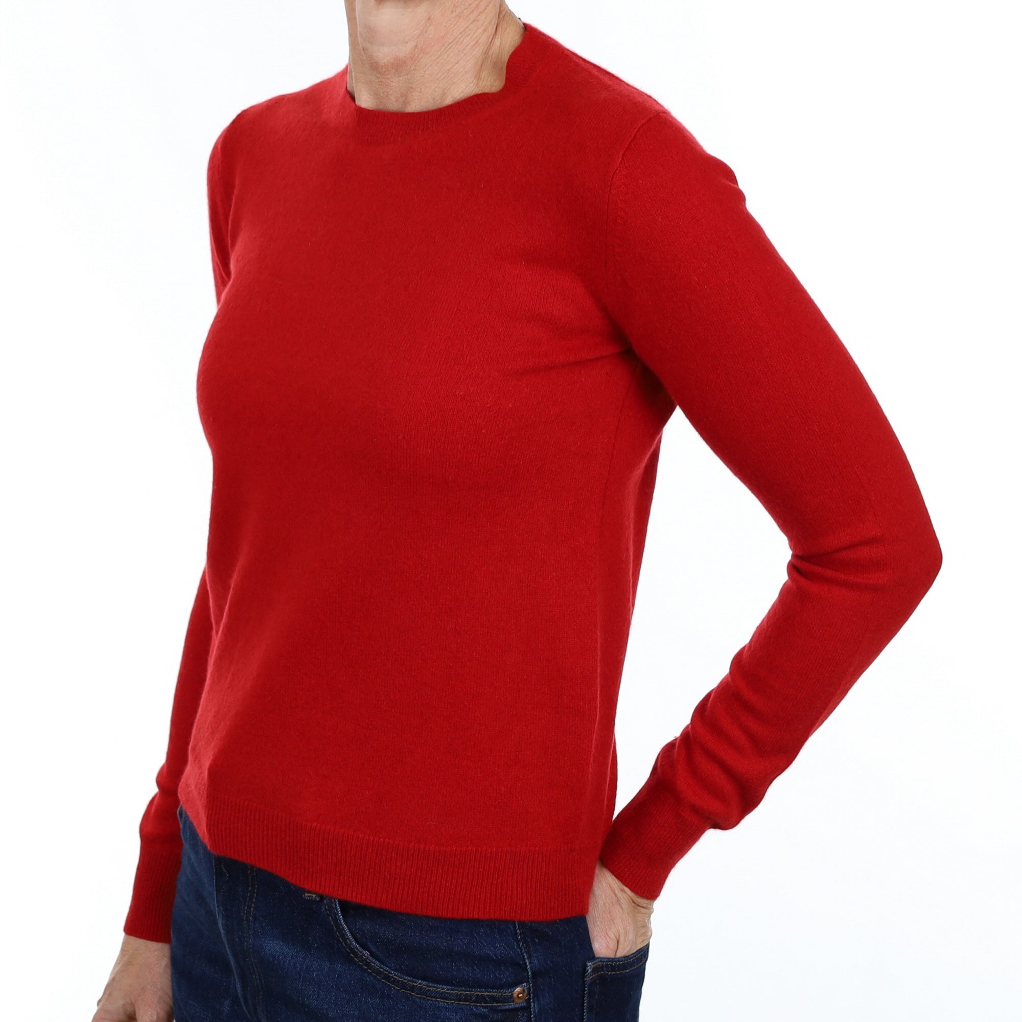Spanish Red Cashmere Crew Neck Jumper Small