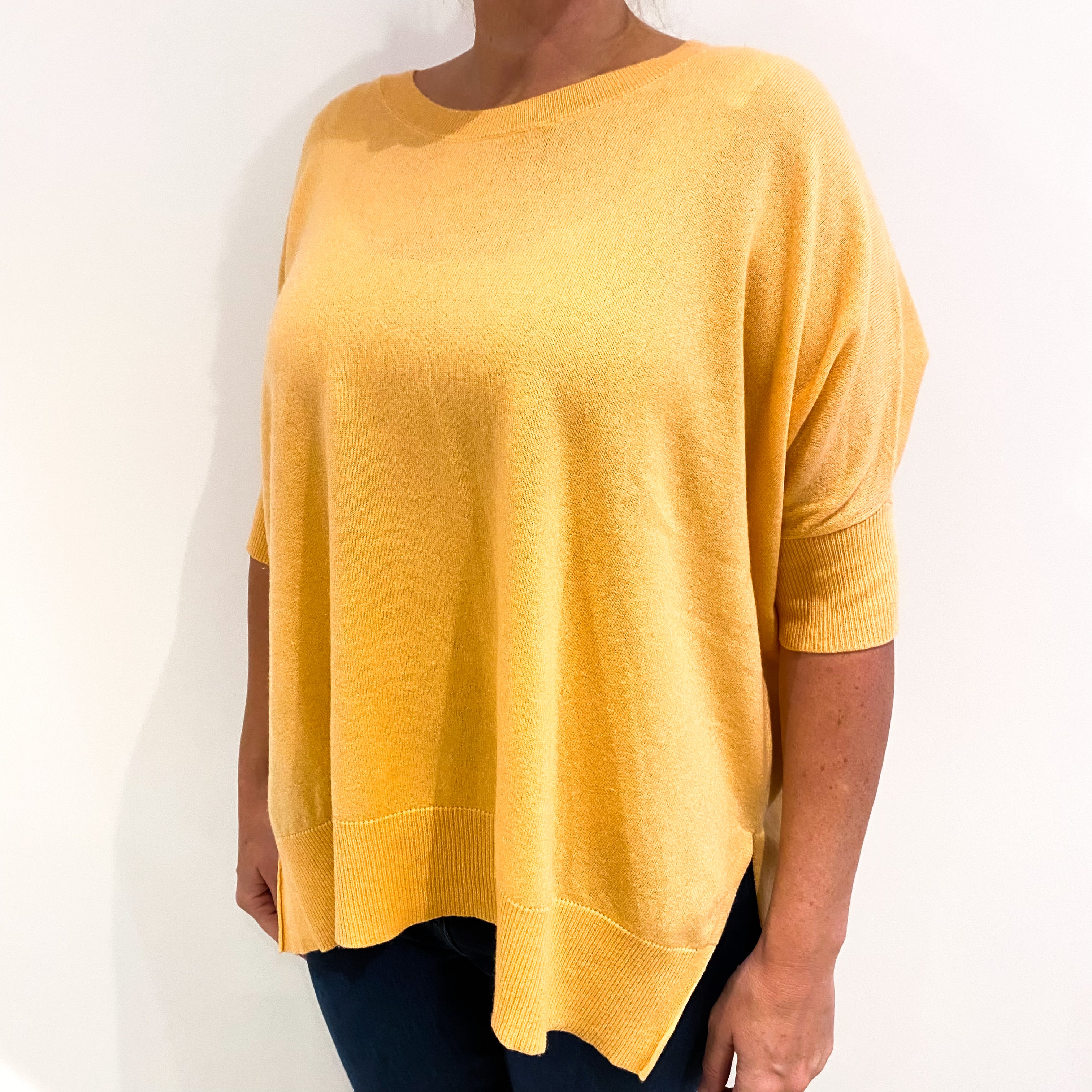 Peach Batwing Cashmere Crew Neck Jumper Large