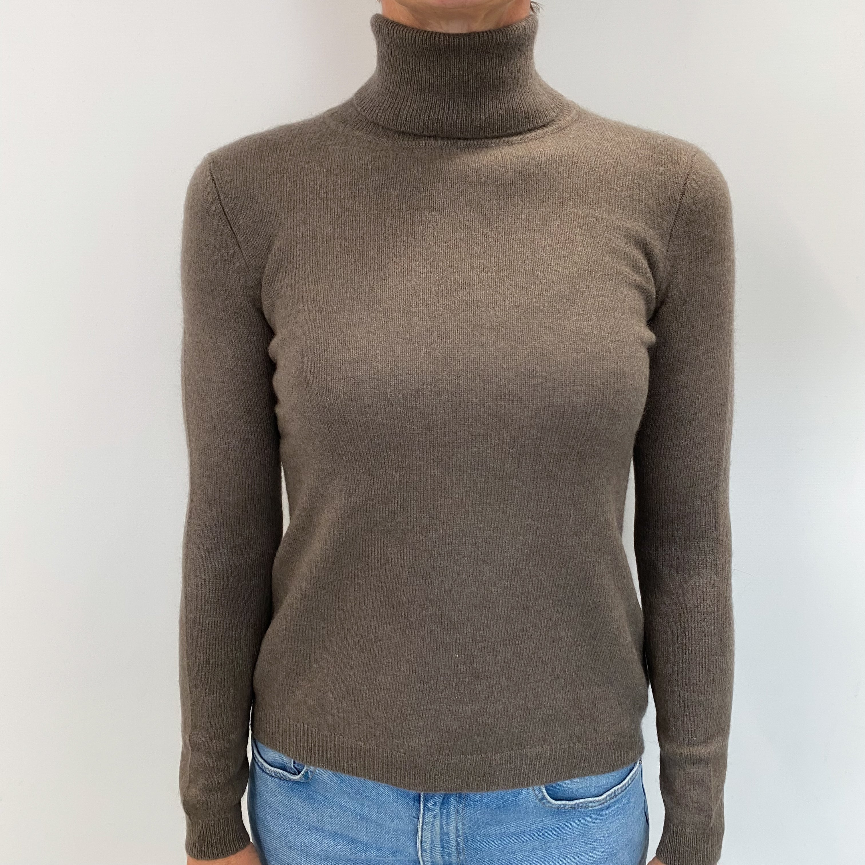 Donkey Brown Cashmere Polo Neck Jumper Small