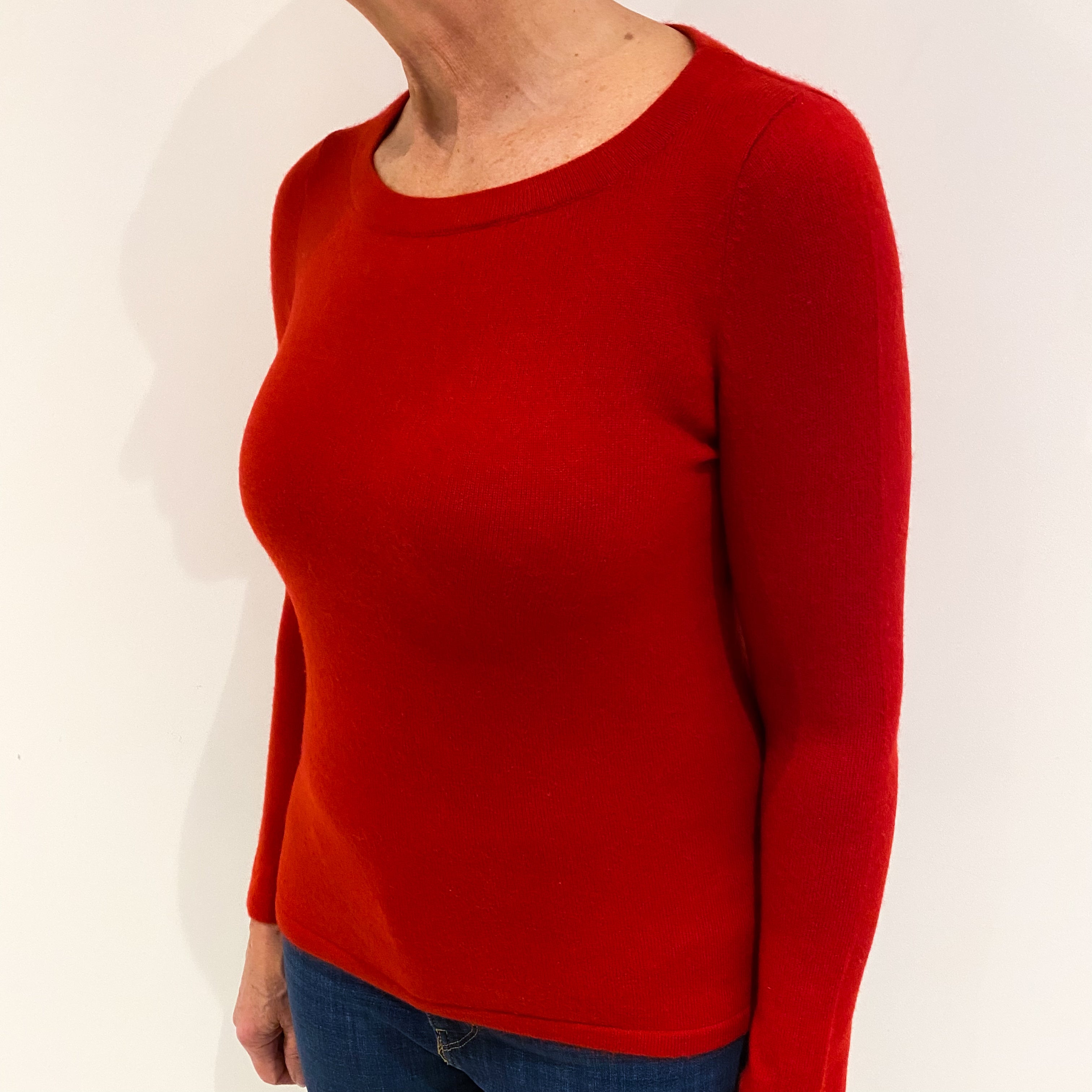 Scarlet Red Cashmere Crew Neck Jumper Medium