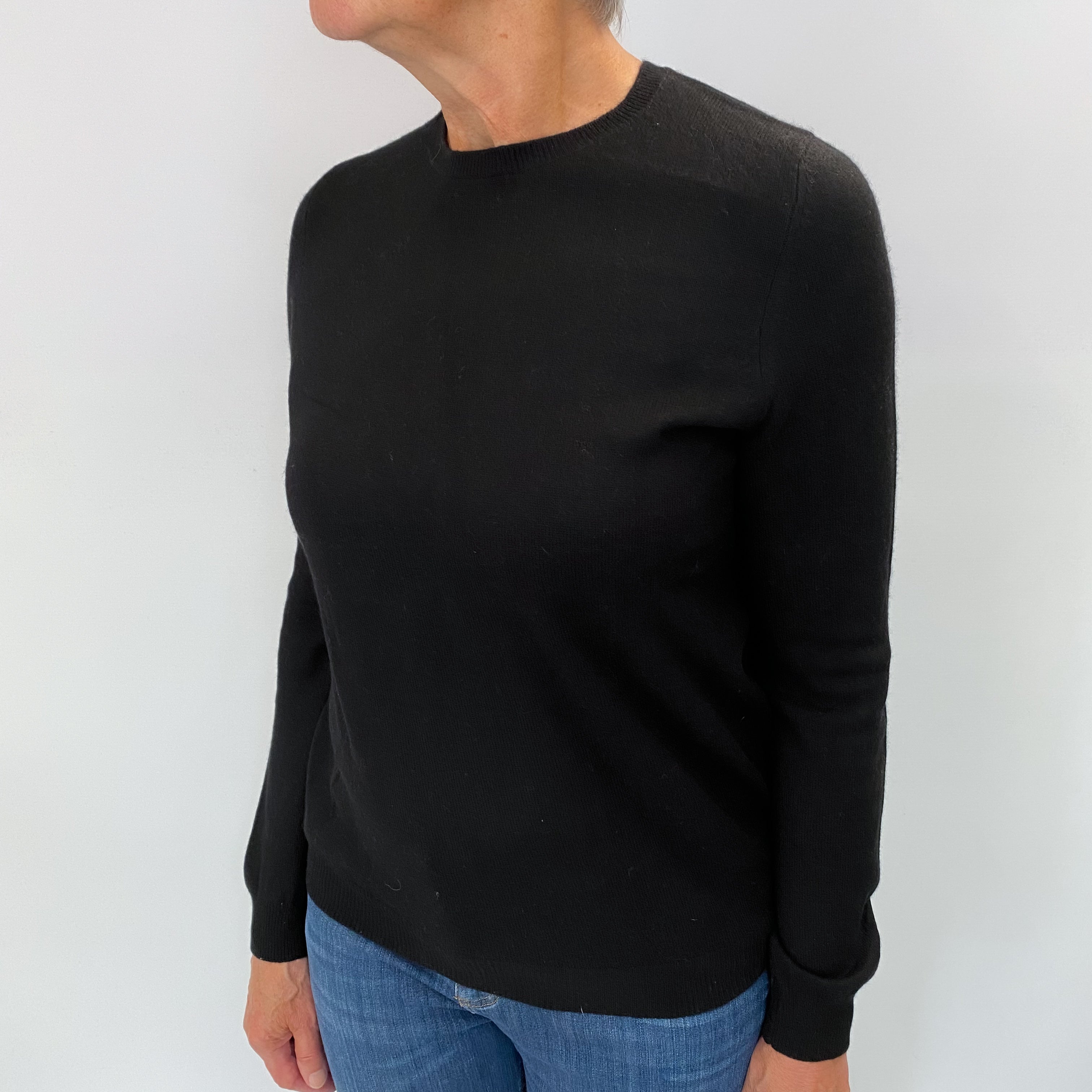 Black Cashmere Crew Neck Jumper Medium