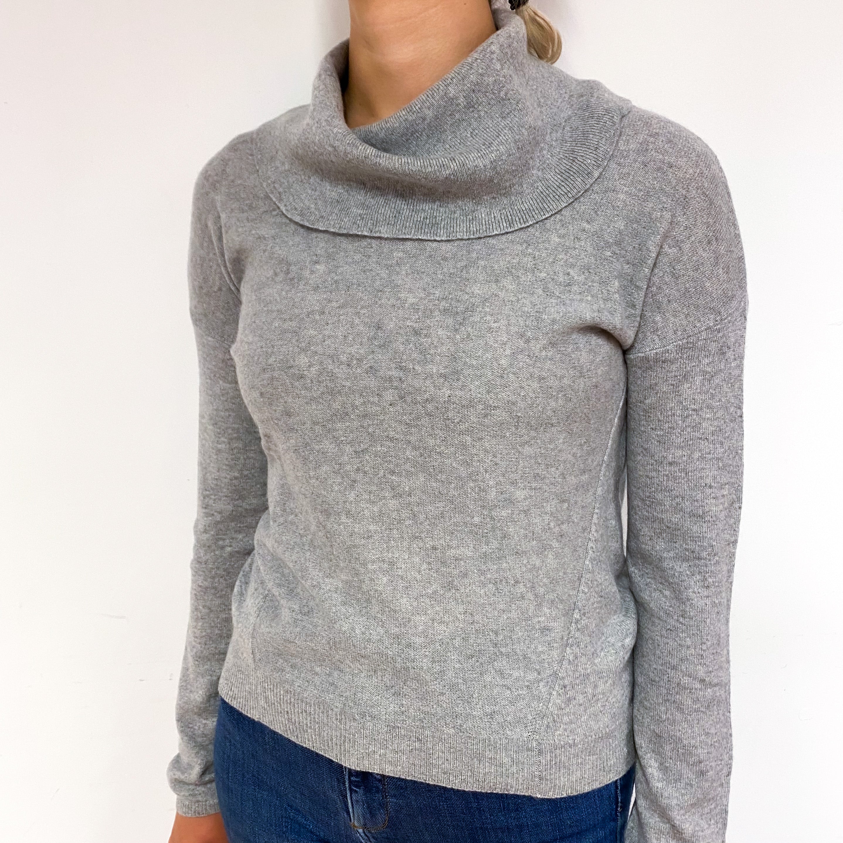 Smoke Grey Cashmere Cowl Neck Jumper Small