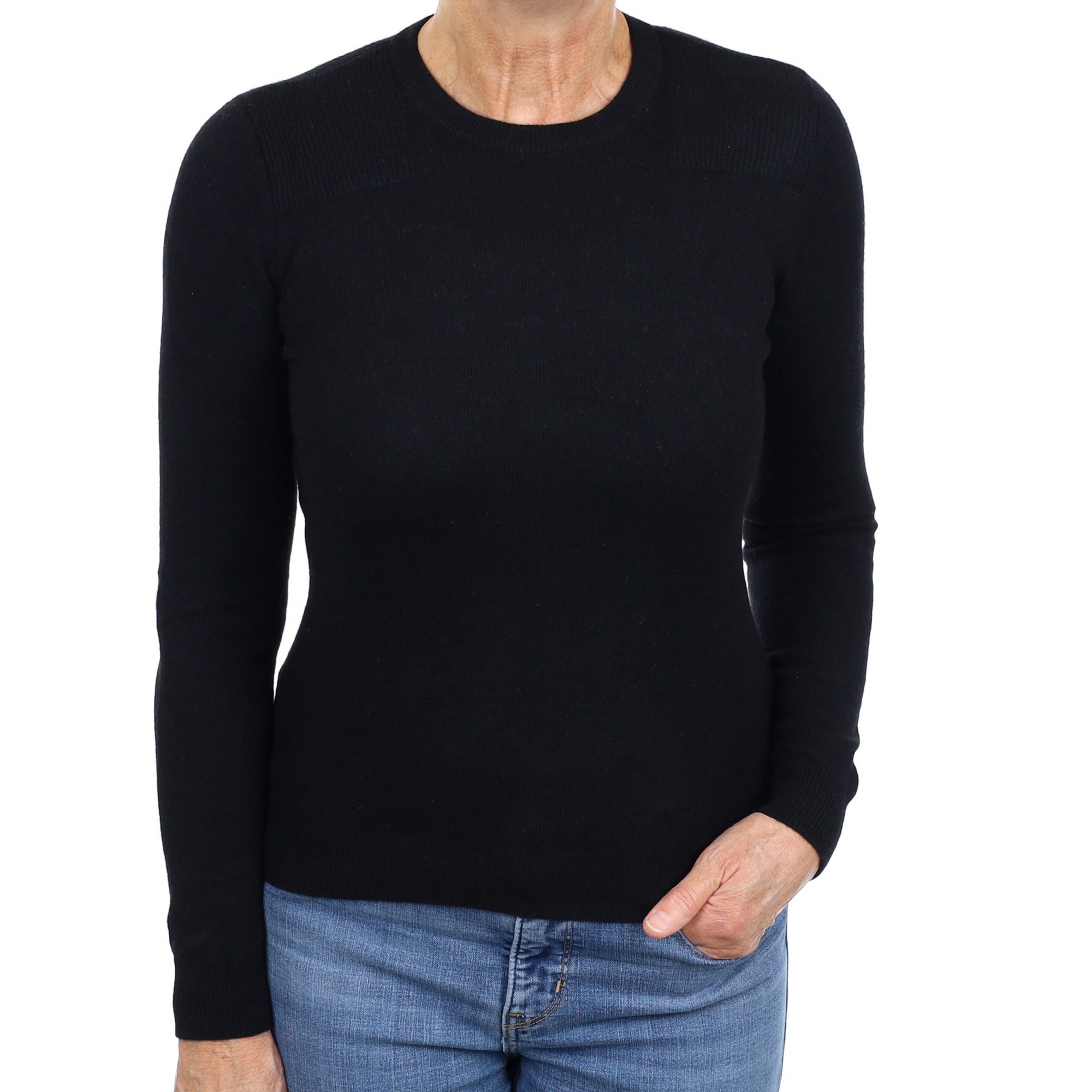 Black Cashmere Crew Neck Jumper Medium