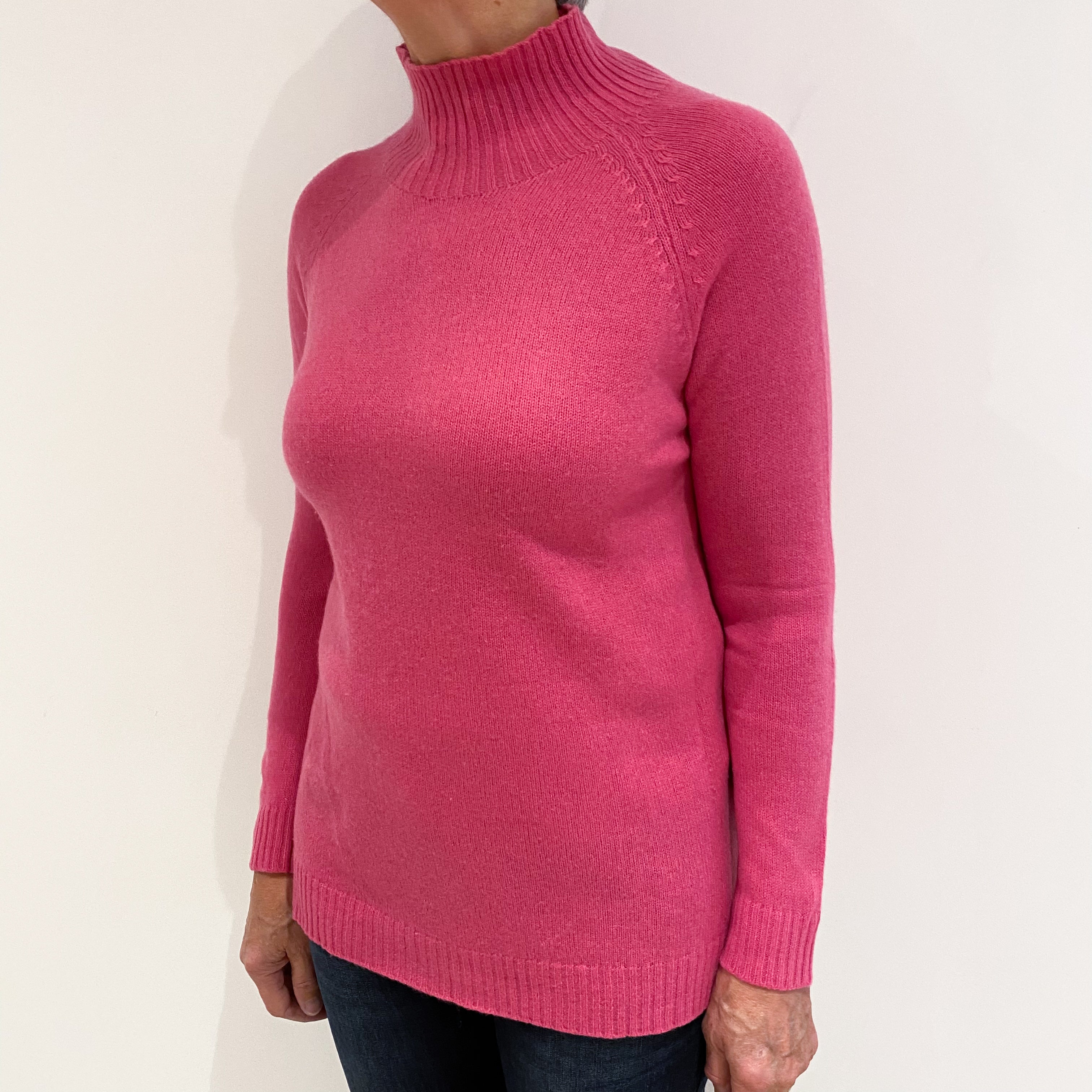 Sweet Pea Pink Cashmere Turtle Neck Jumper Medium