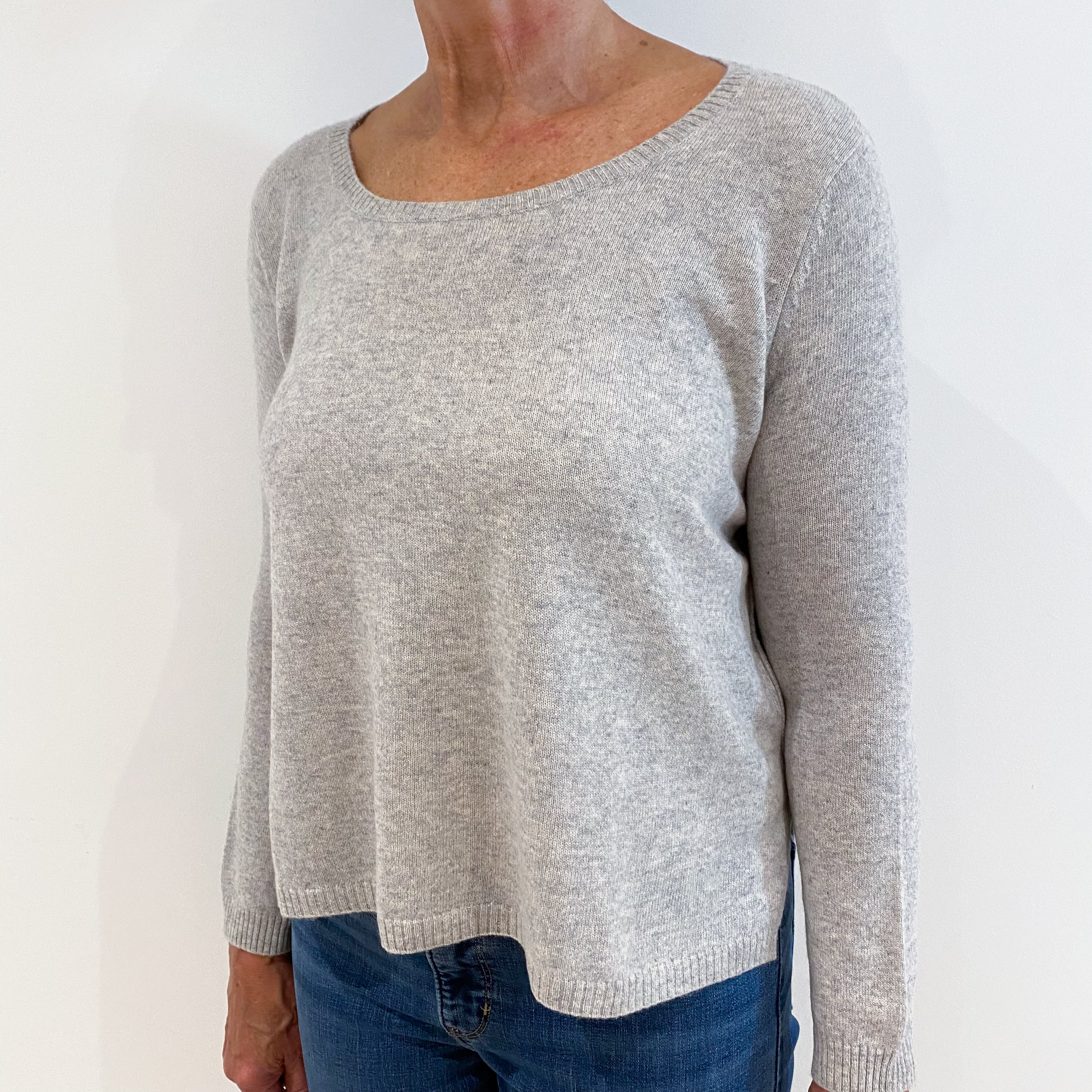 Mist Grey Slouchy Cashmere Crew Neck Jumper Medium