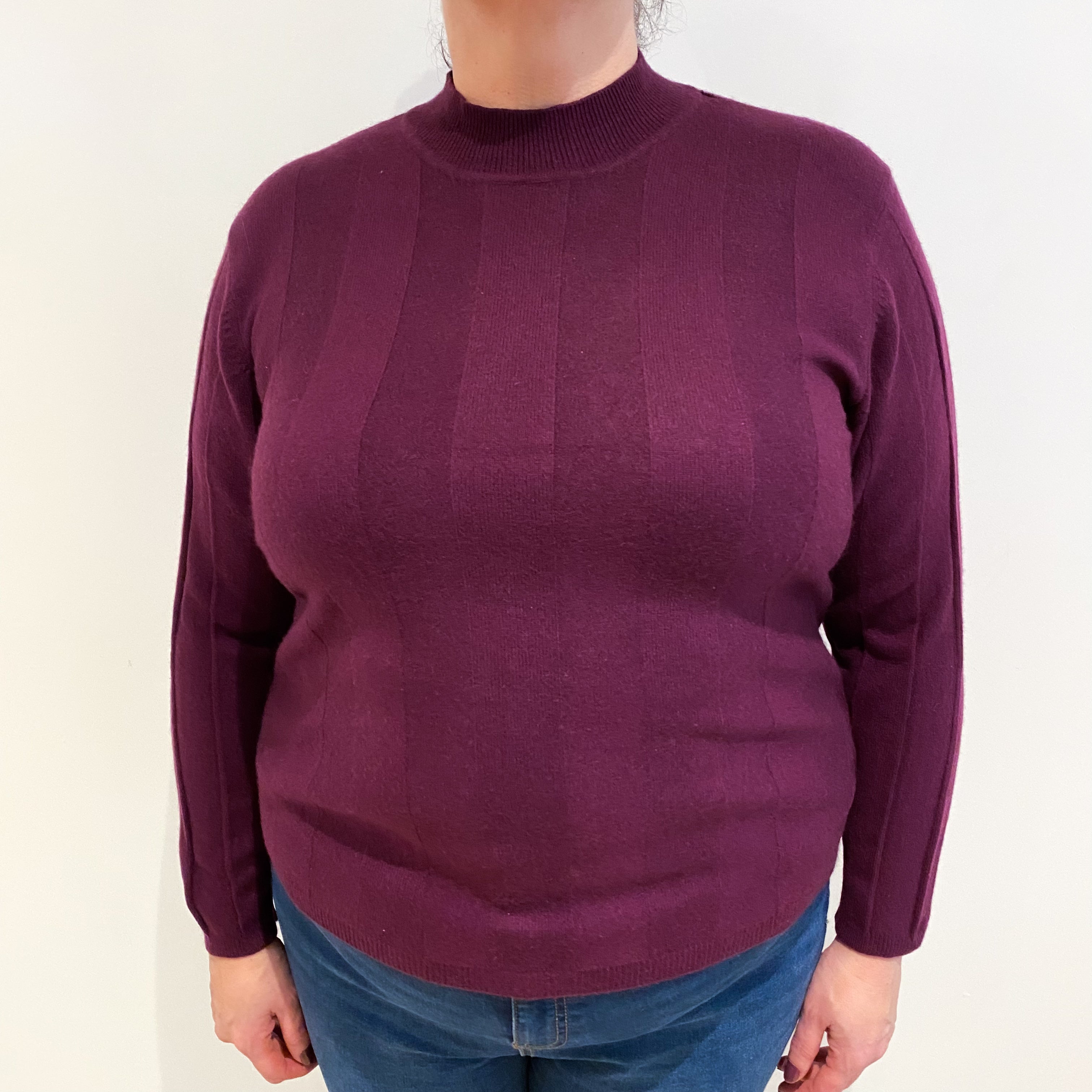 Plum Purple Cashmere Turtle Neck Jumper Extra Large