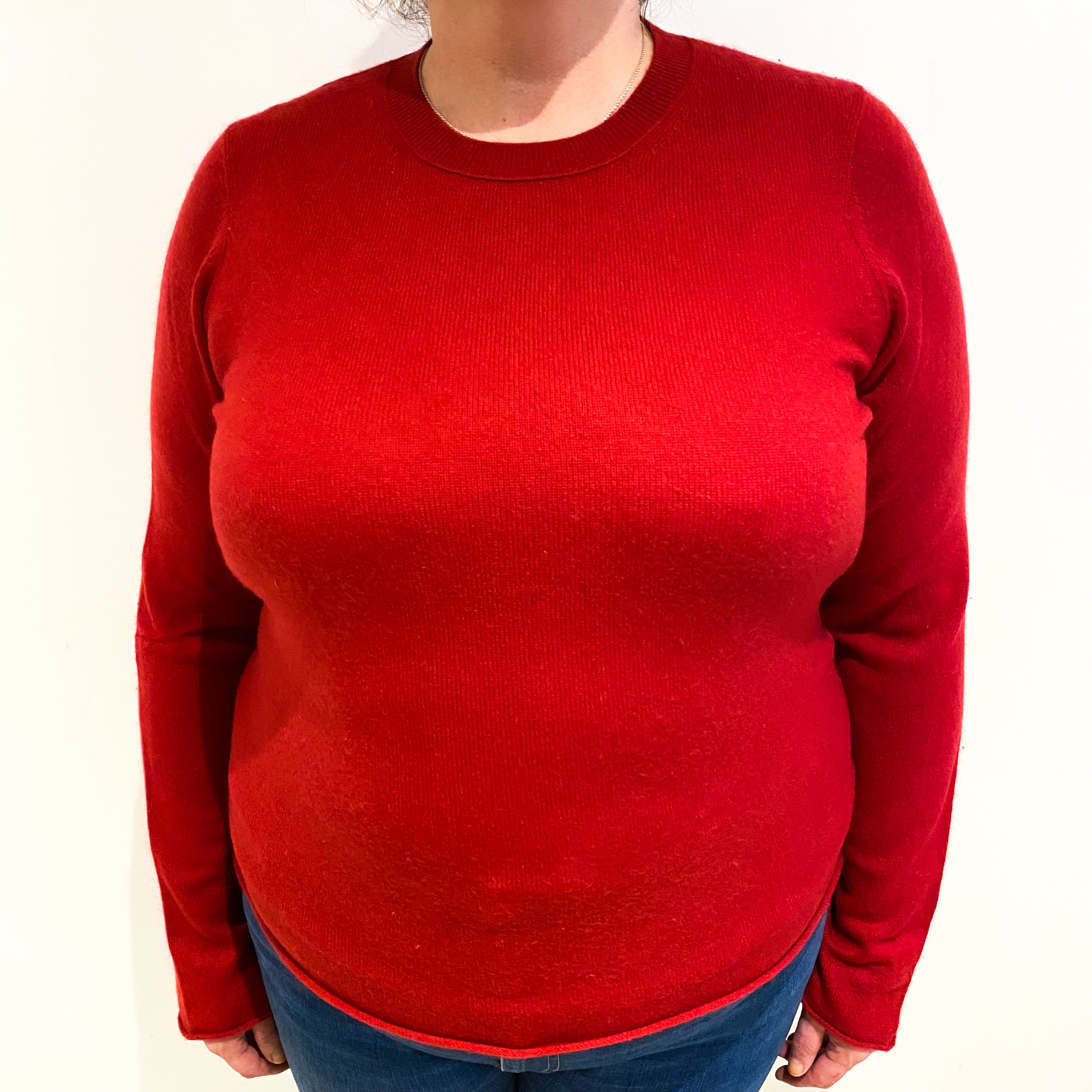 Crimson Red Cashmere Crew Neck Jumper Extra Large