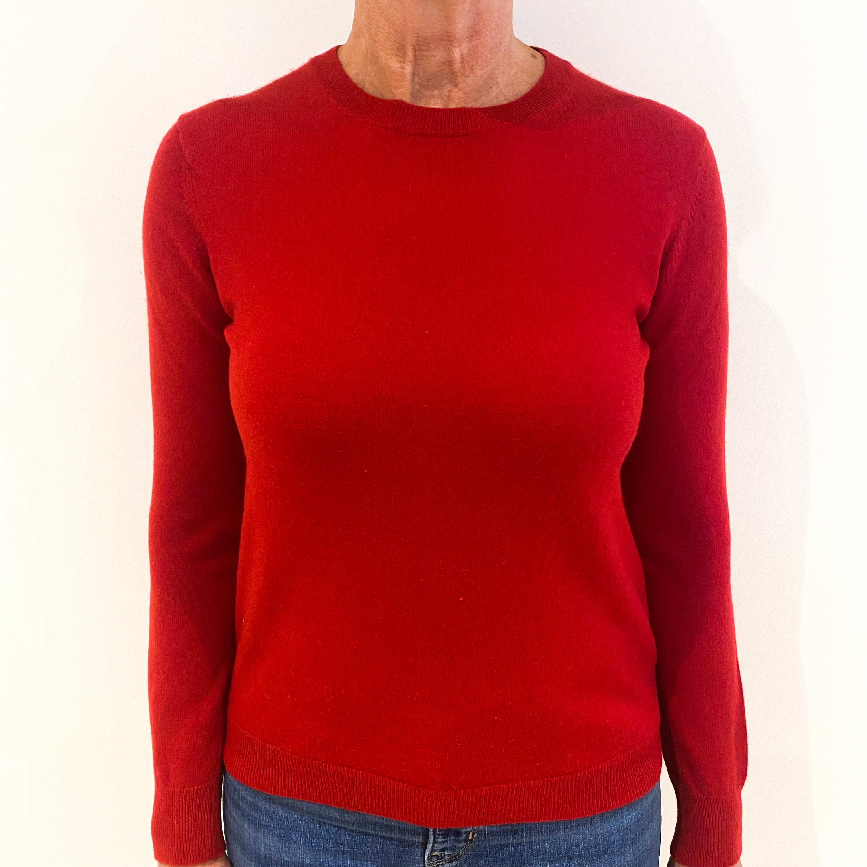 Scarlet Red Cashmere Crew Neck Jumper Medium