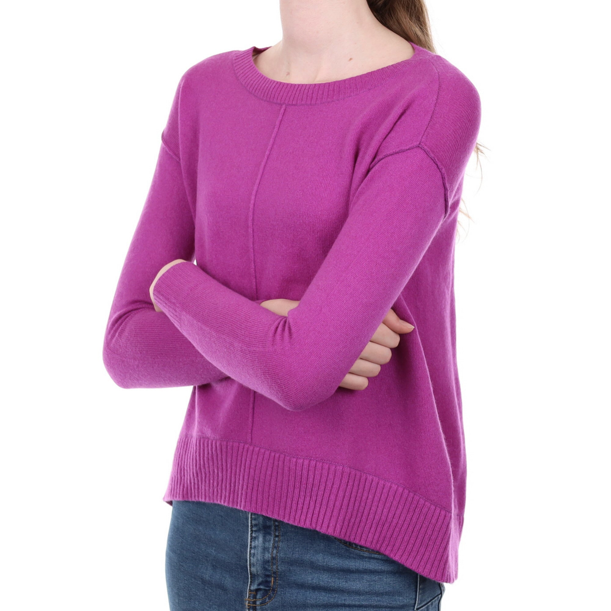 Loganberry Purple Cashmere Crew Neck Jumper Extra Small