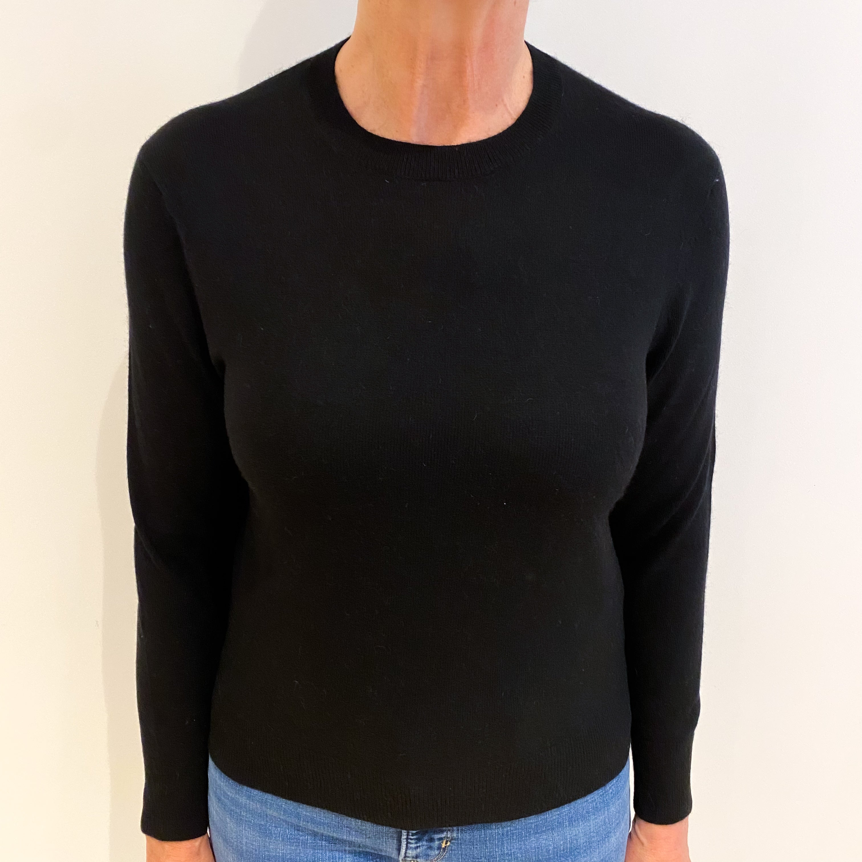 Black Cashmere Crew Neck Jumper Medium