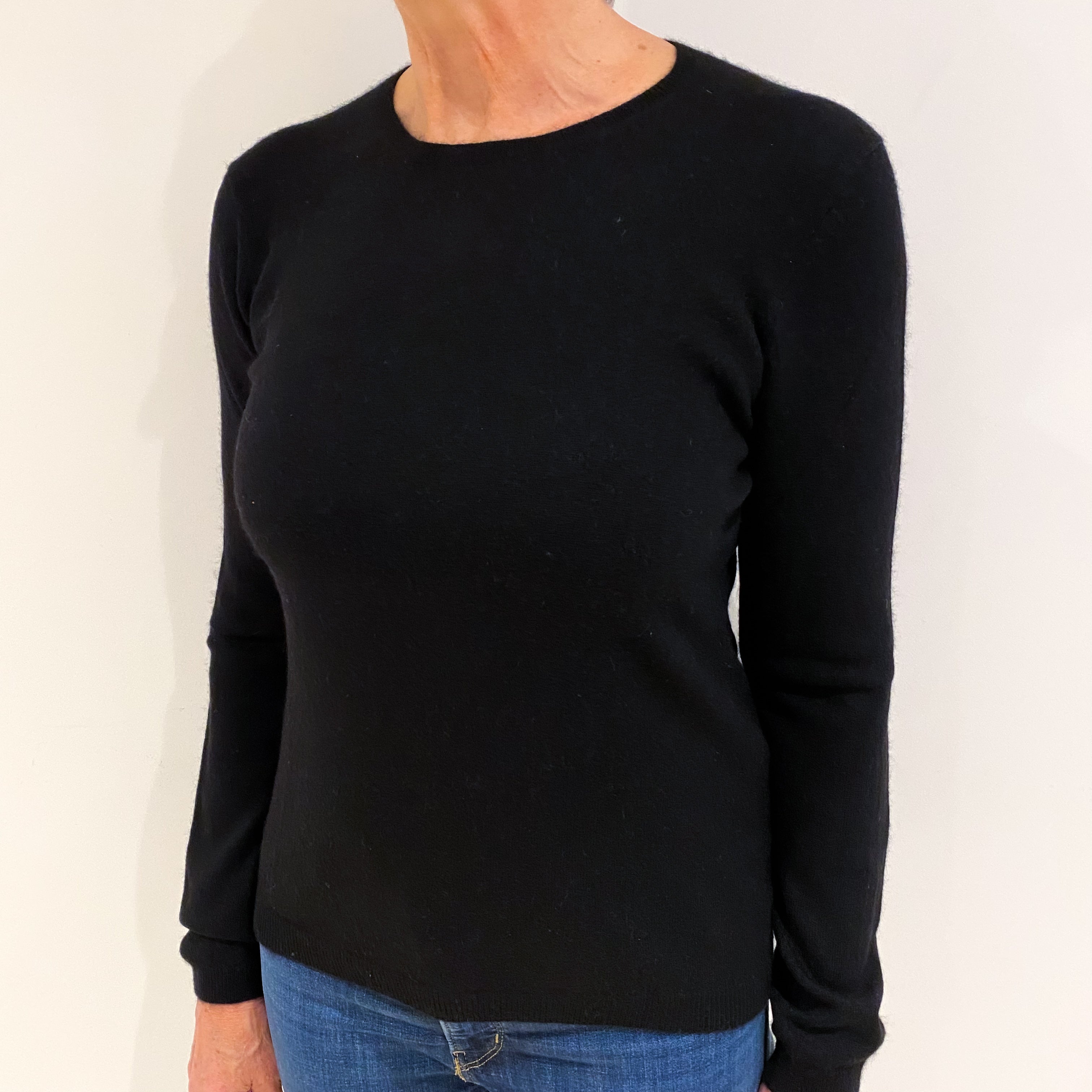 Black Cashmere Crew Neck Jumper Medium