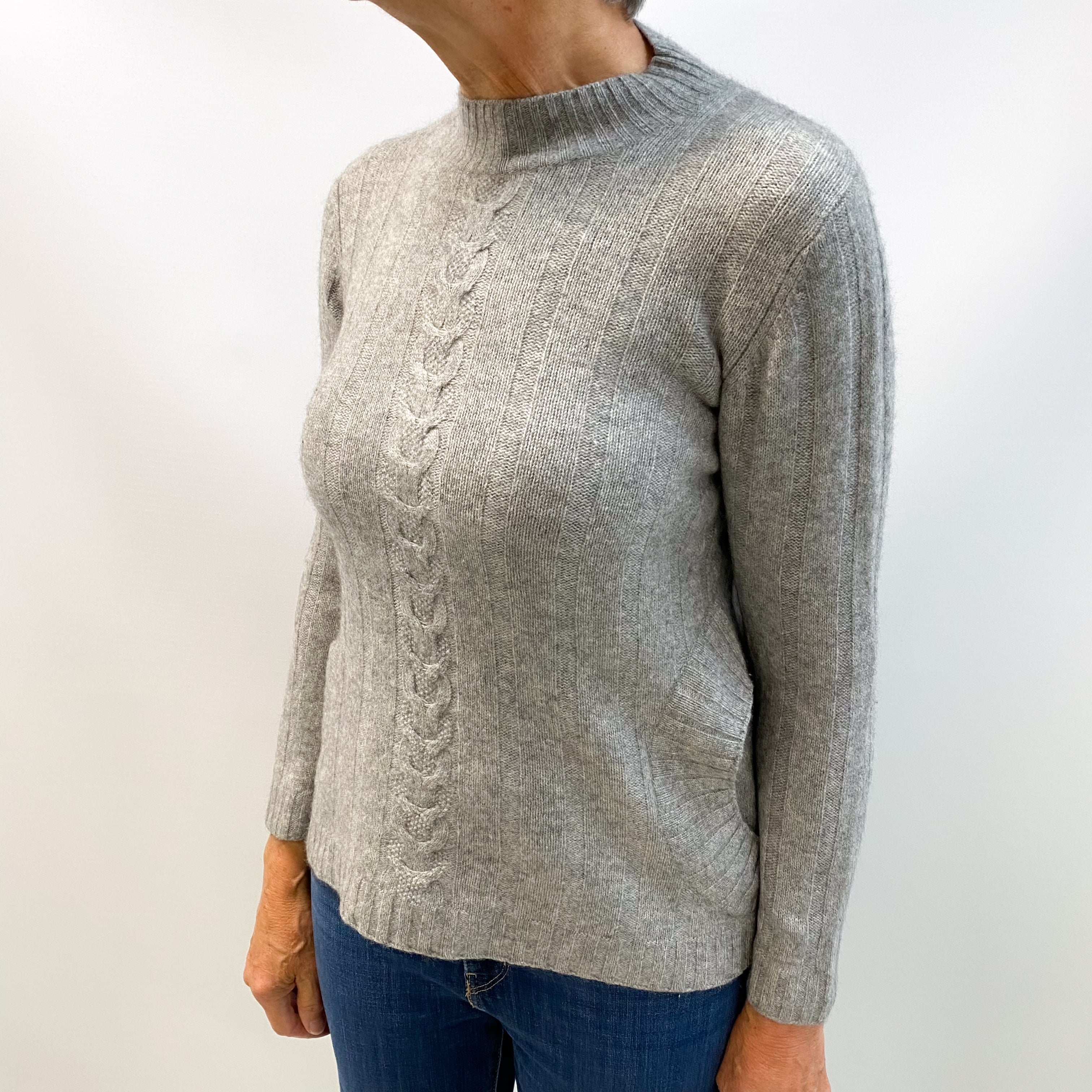 Ash Grey Cashmere Turtle Neck Jumper Medium
