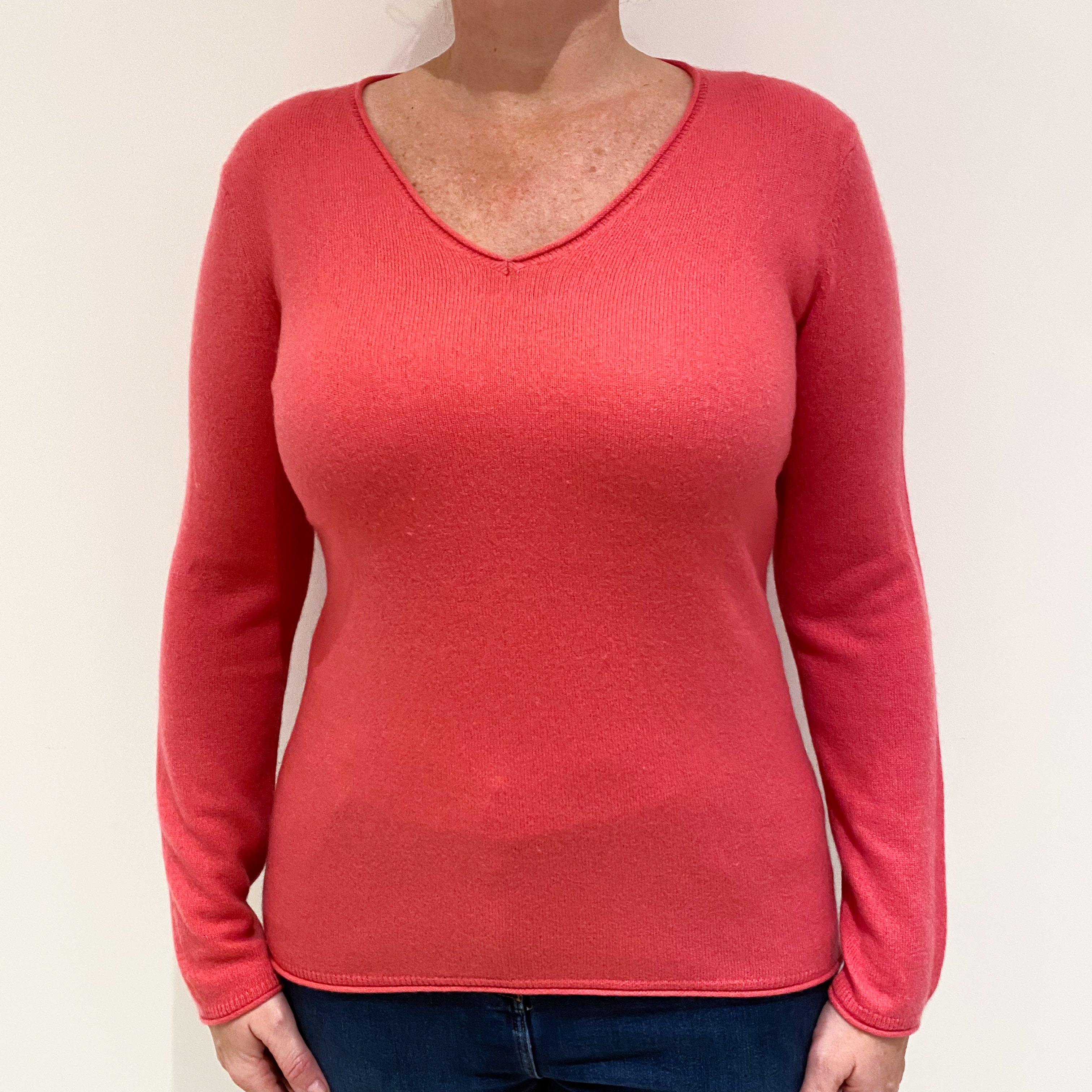 Rose Cashmere V-Neck Jumper Large