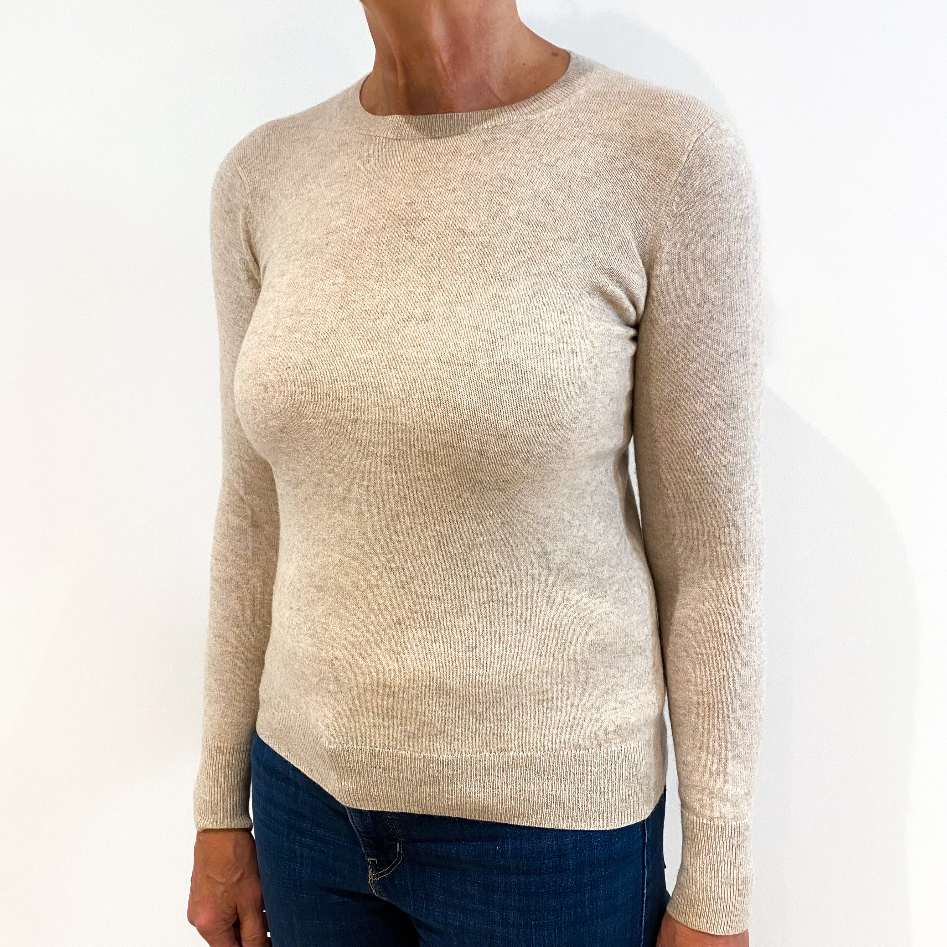Soft Fawn Beige Cashmere Crew Neck Jumper Medium