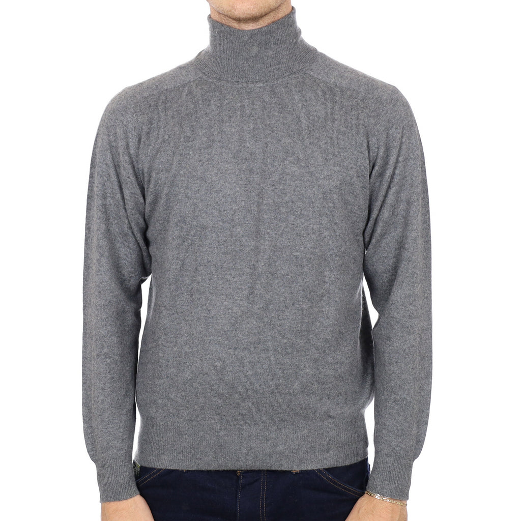 Men's Slate Grey Cashmere Polo Neck Jumper Medium