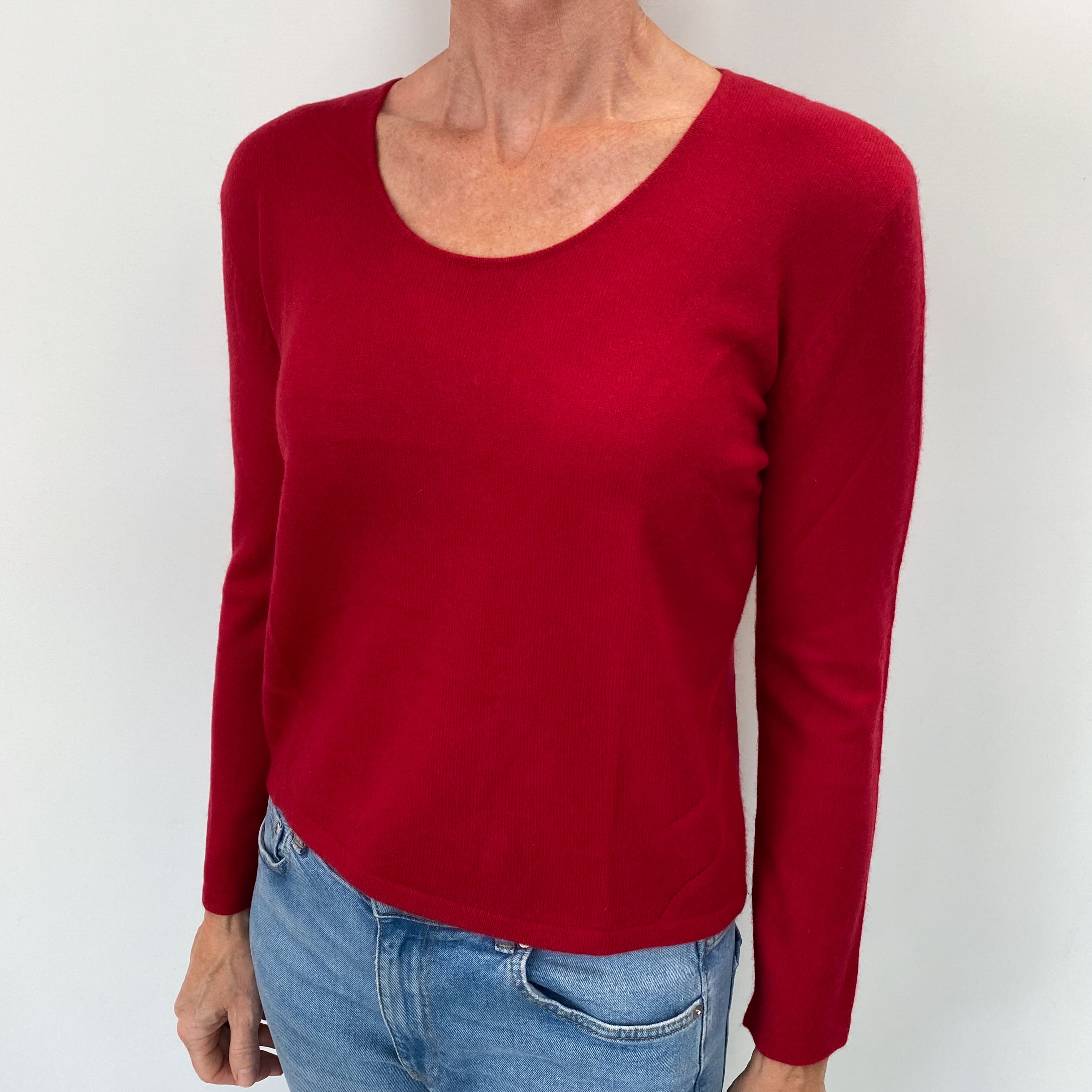 Post Box Red Cashmere Scoop Neck Jumper Small