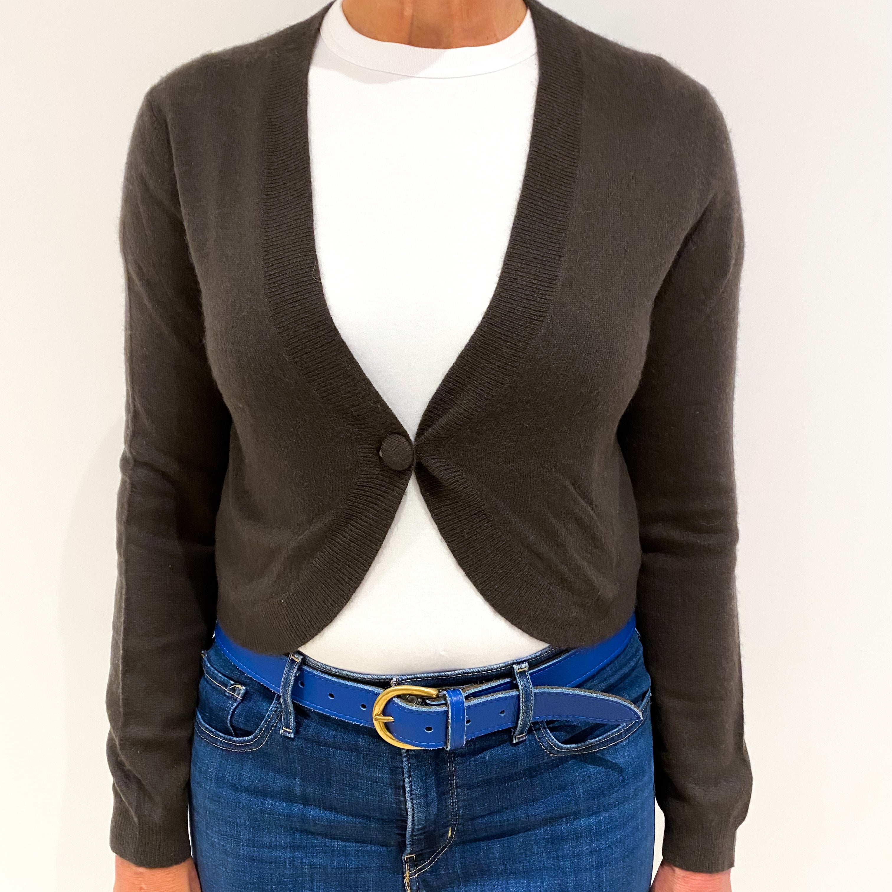 Peppercorn Brown Cashmere Bolero Cardigan Medium