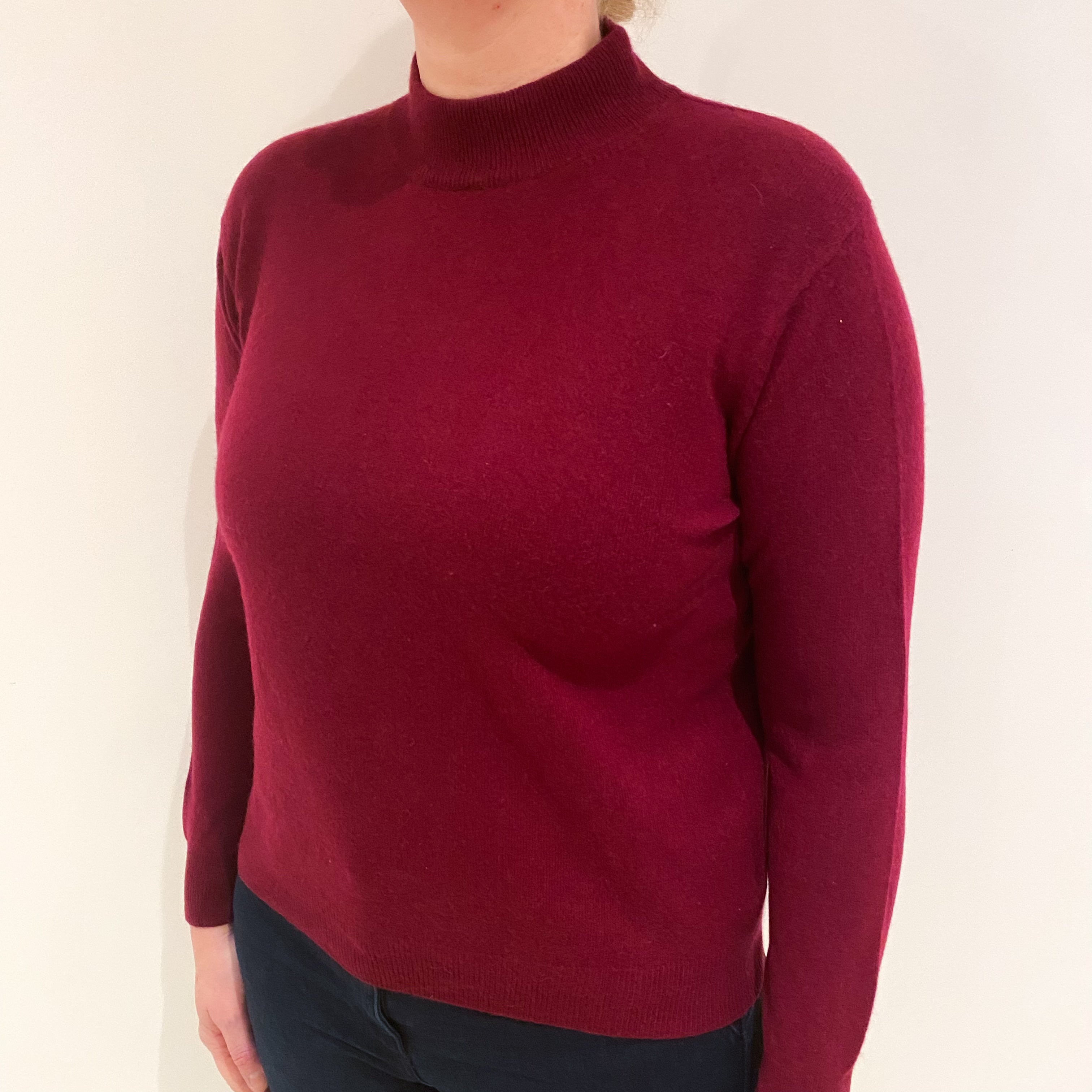 Mulberry Red Cashmere Turtle Neck Jumper Large