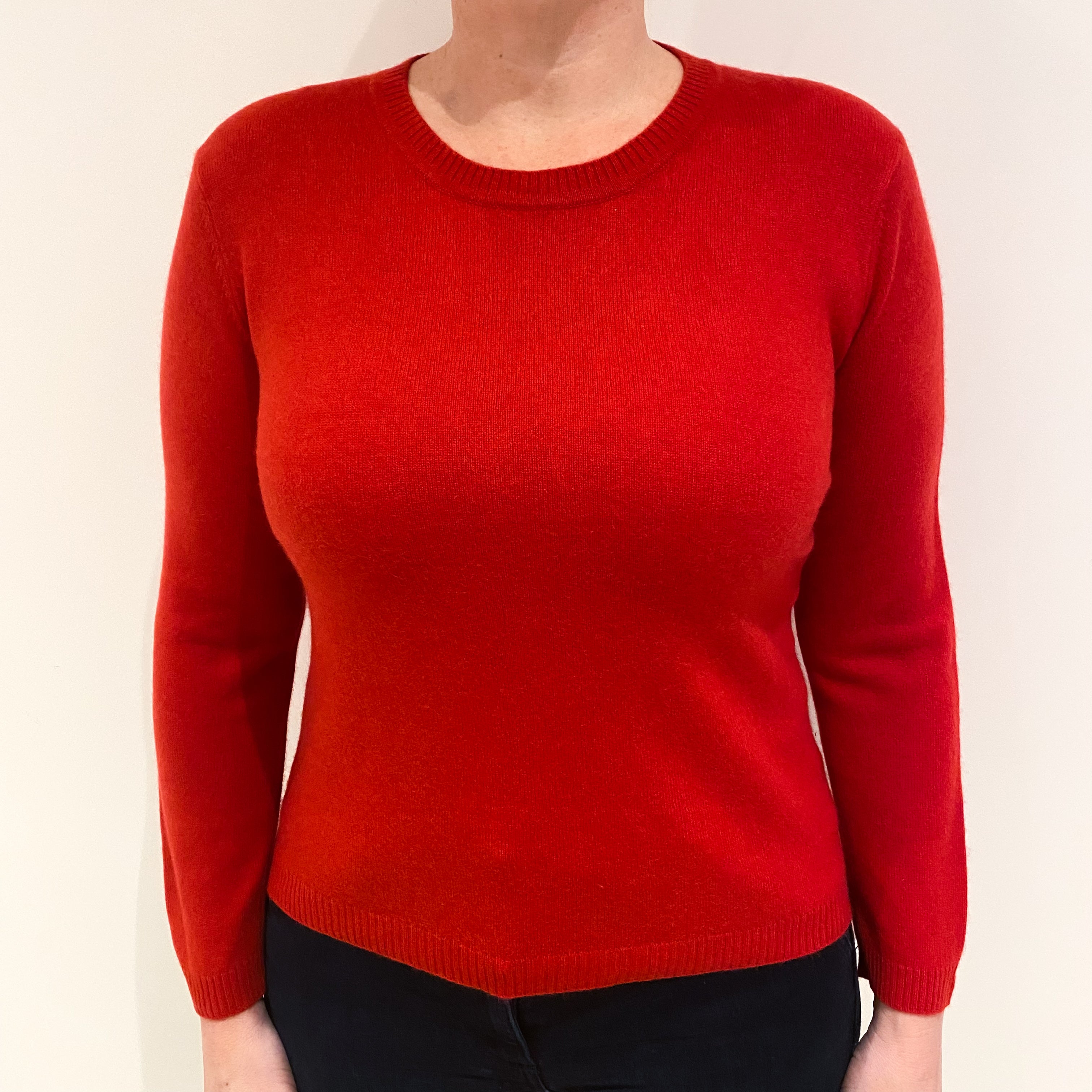 Spanish Red Cashmere Crew Neck Jumper Large