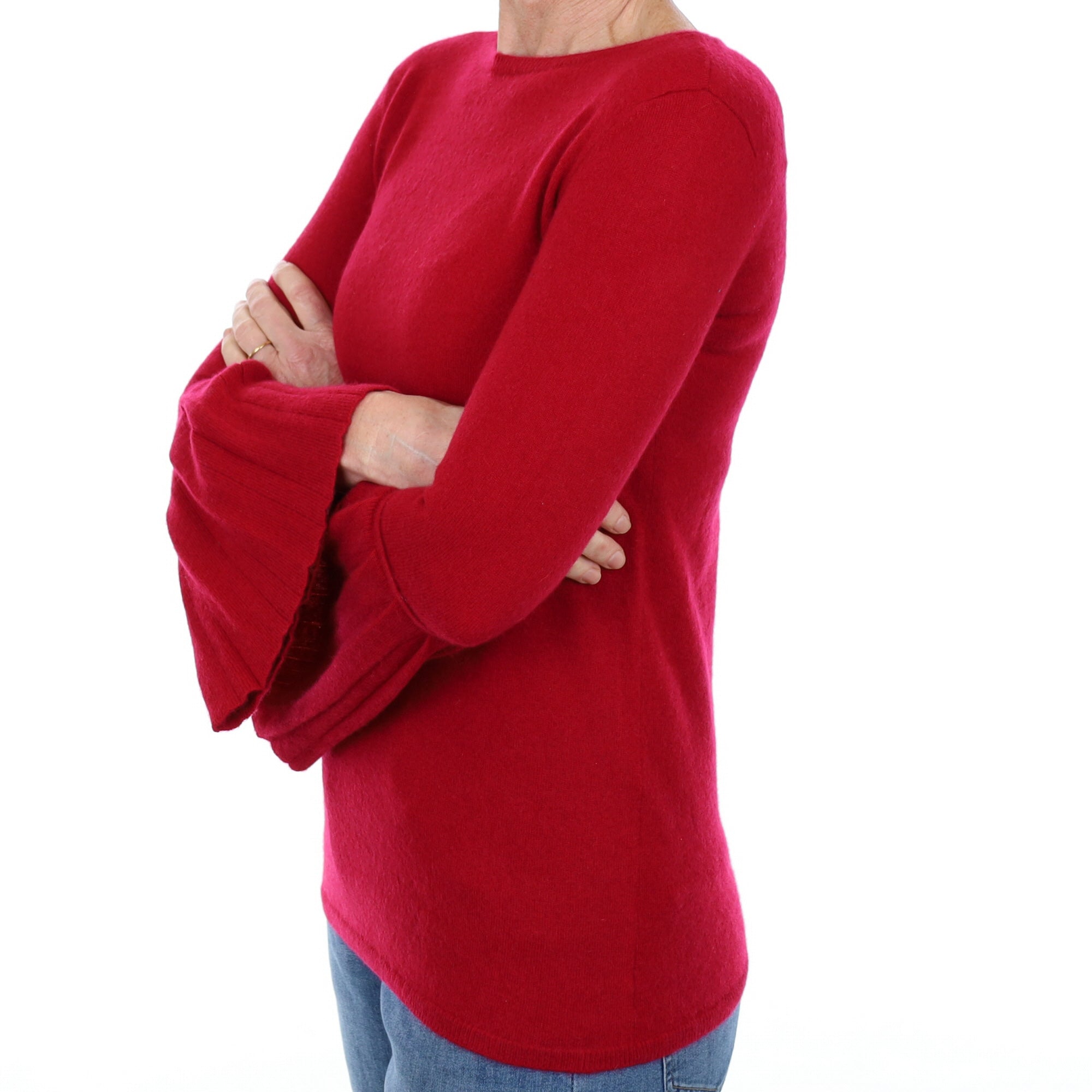 Neiman Marcus Crimson Red Cashmere Crew Neck Jumper Small