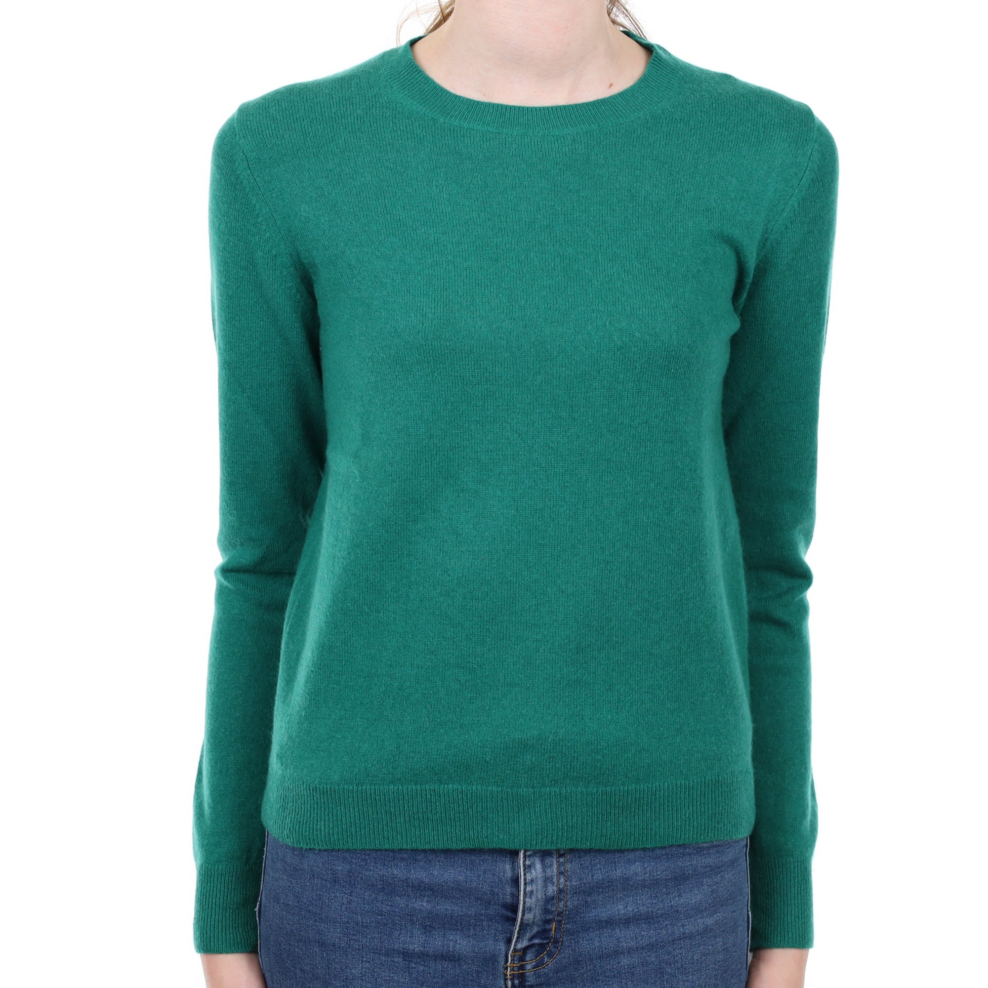 Deep Jade Green Cashmere Crew Neck Jumper Extra Small
