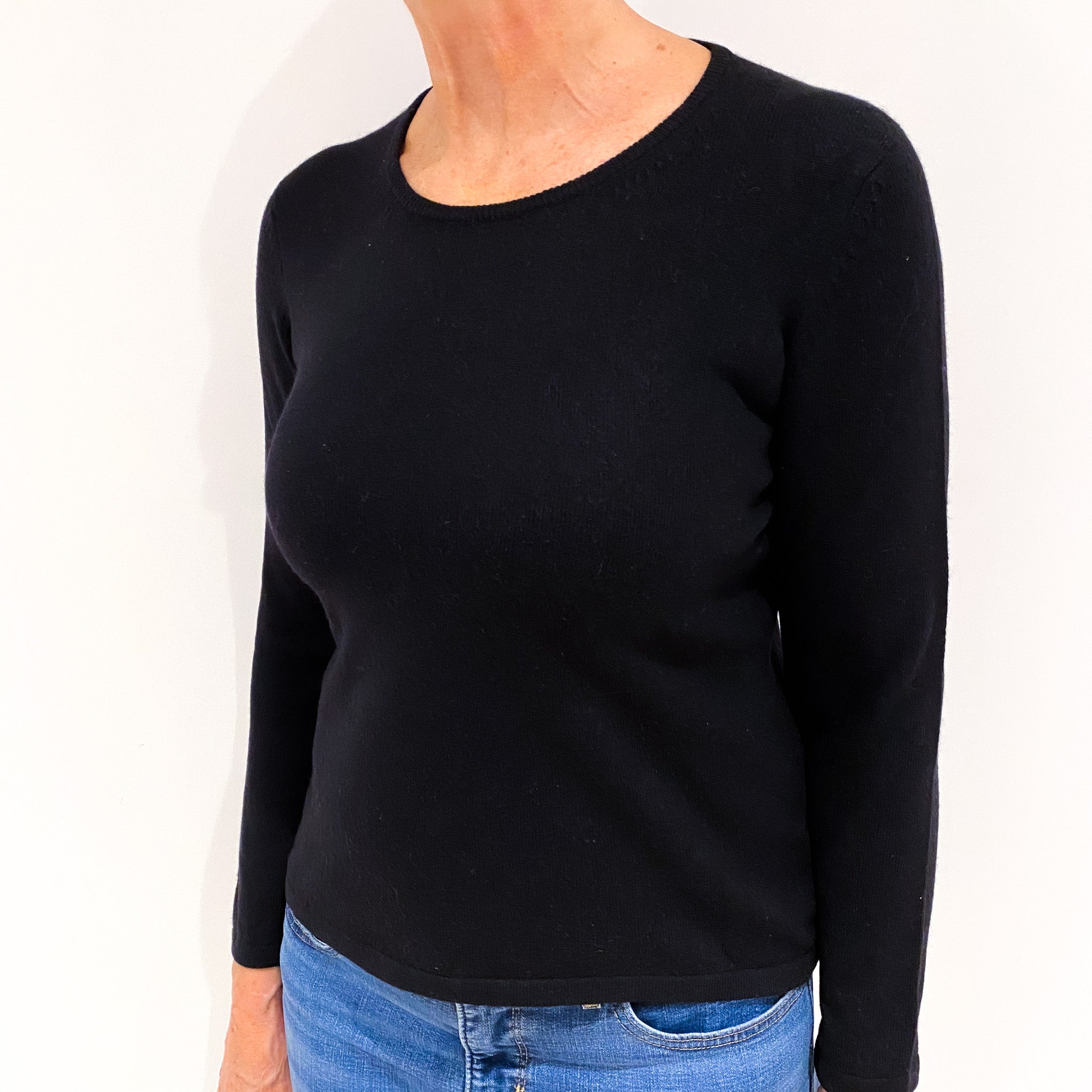 Black Cashmere Crew Neck Jumper Medium