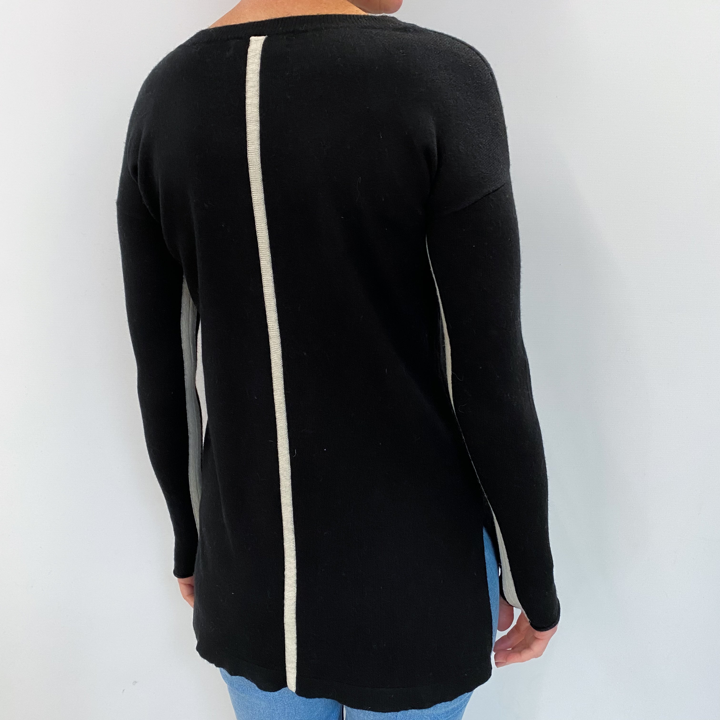 Black Cashmere V Neck Jumper Small
