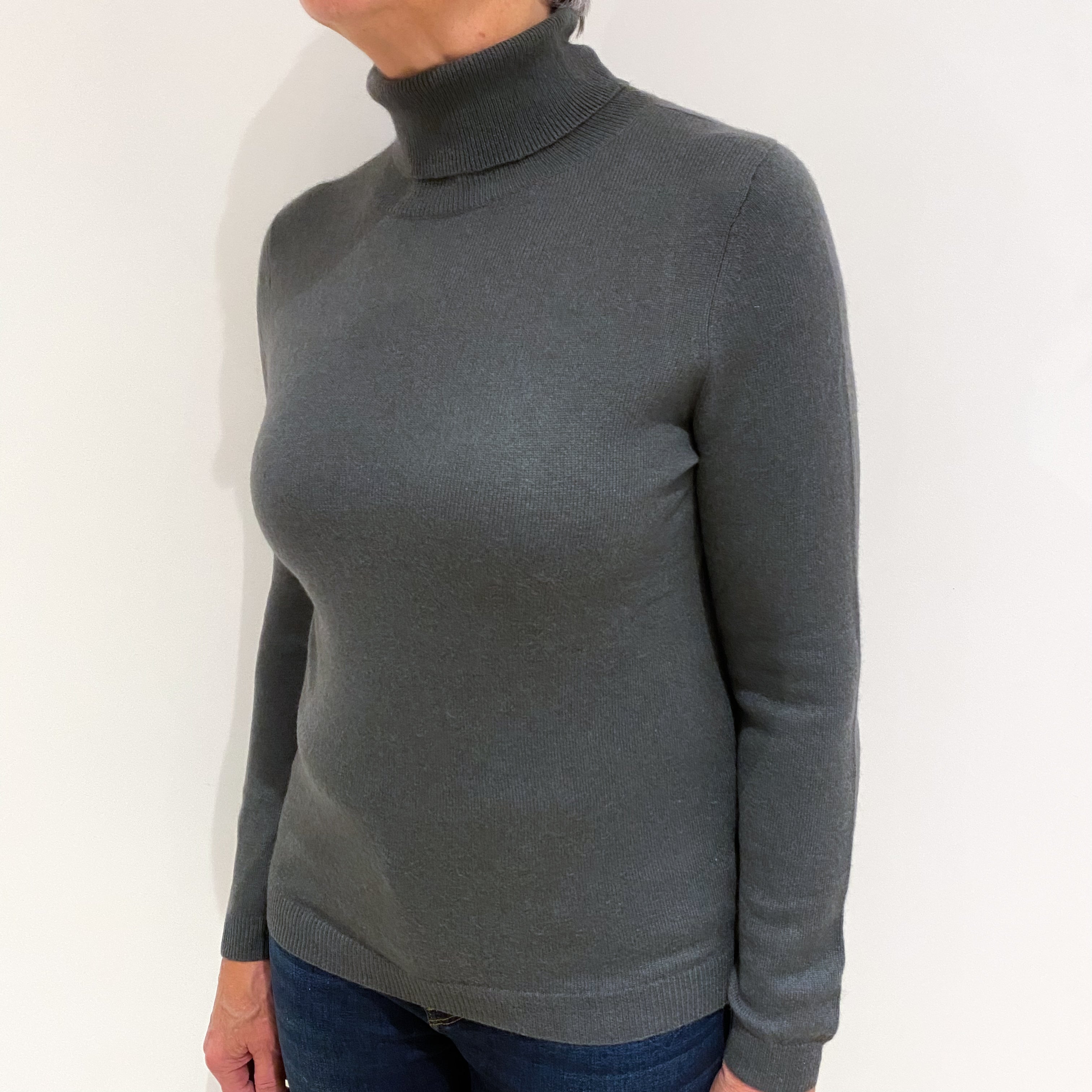 Donkey Grey Cashmere Polo Neck Jumper Medium