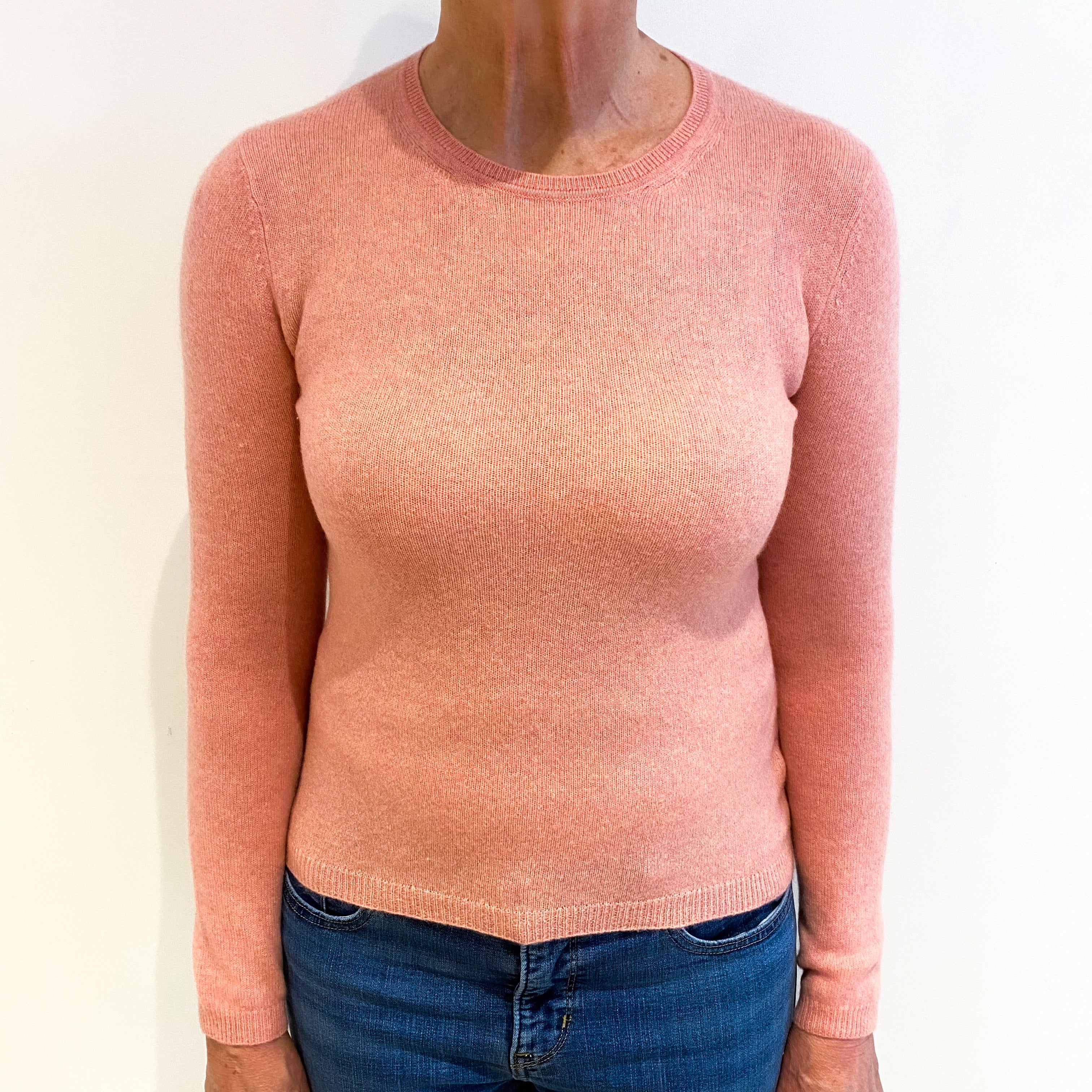 Peach Pink Cashmere Crew Neck Jumper Medium