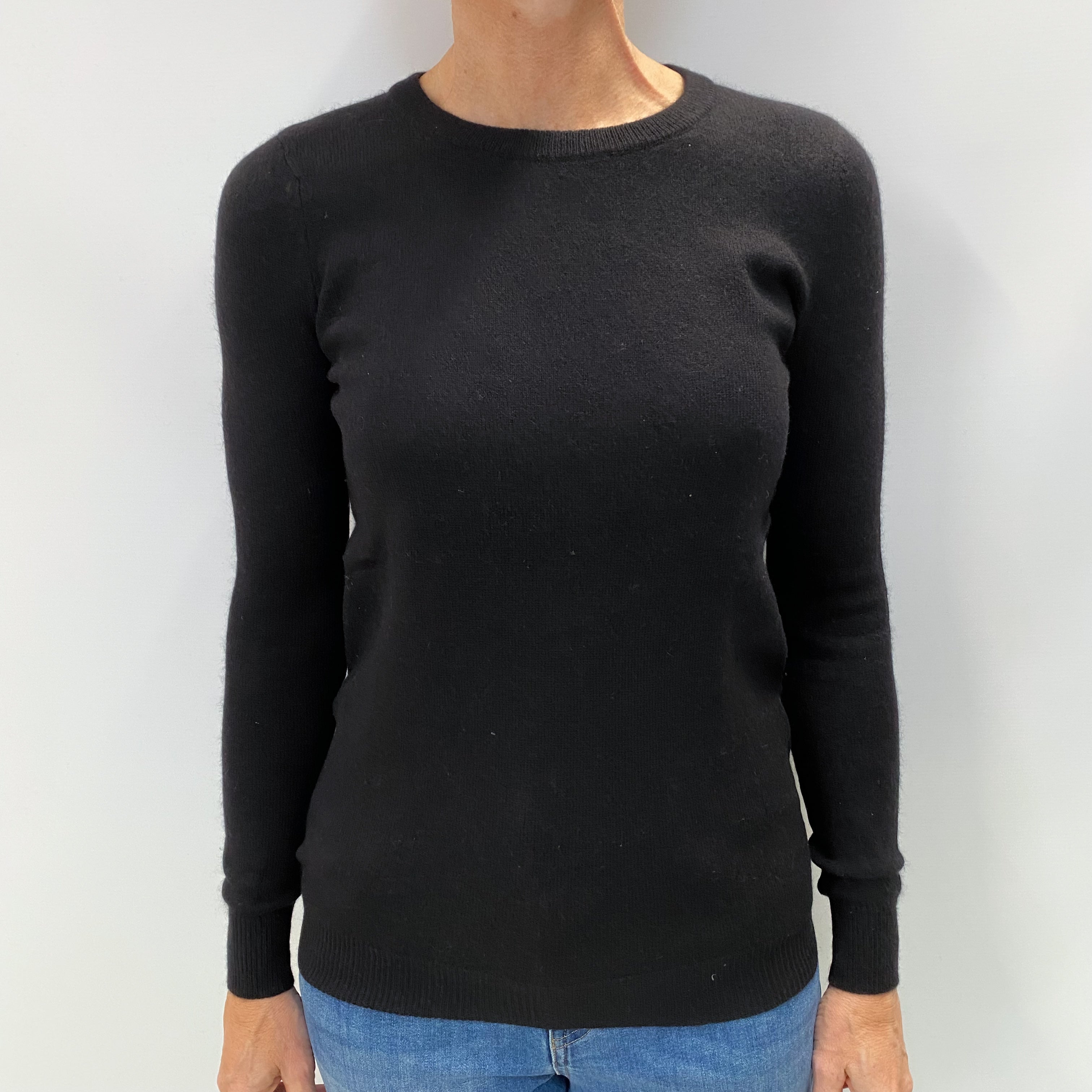 Black Cashmere Crew Neck Jumper Small